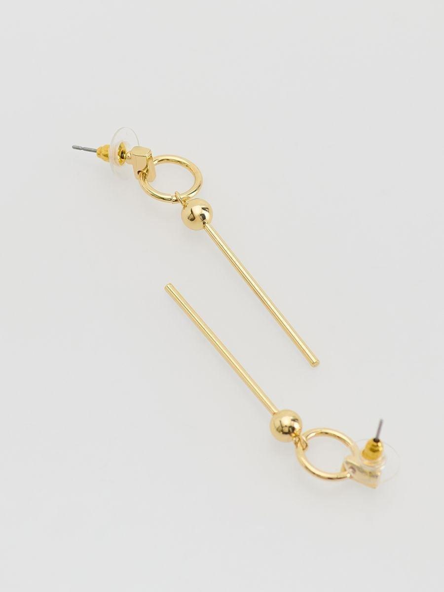 Gold Dangle Earrings, Golden, large image number 1