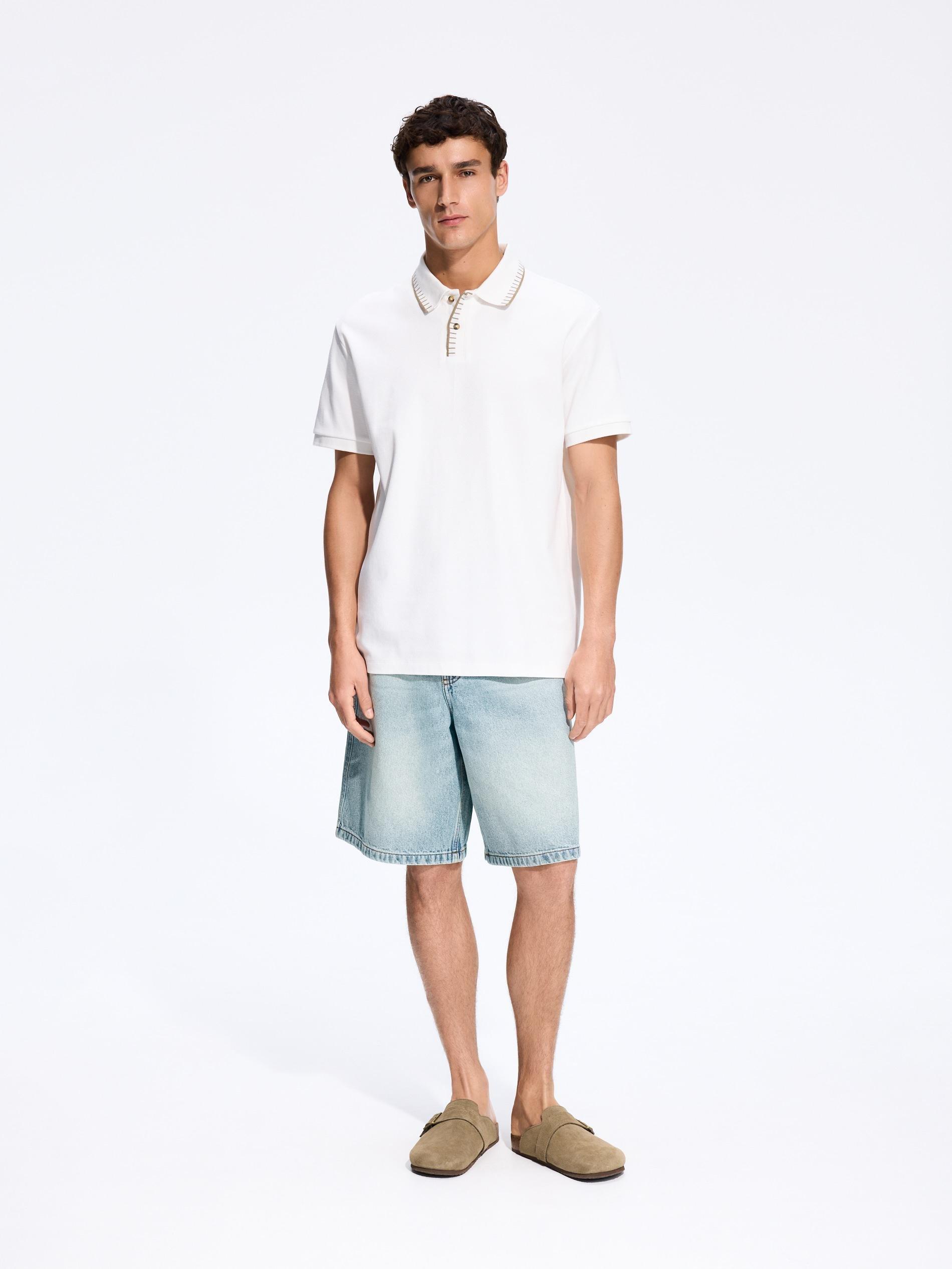 Cream Comfort Fit Polo Shirt, Ivory, large image number 0