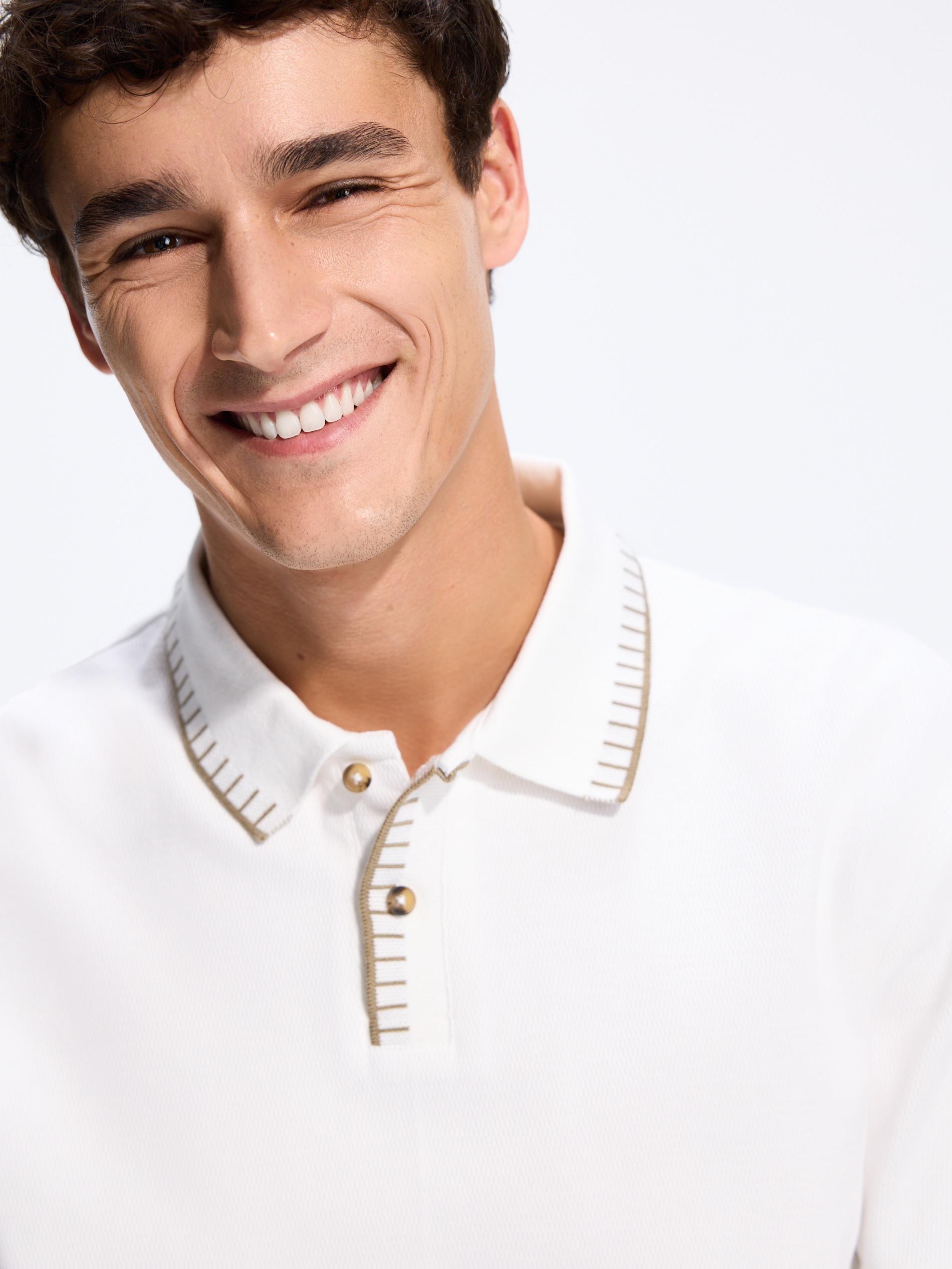 Cream Comfort Fit Polo Shirt, Ivory, large image number 1