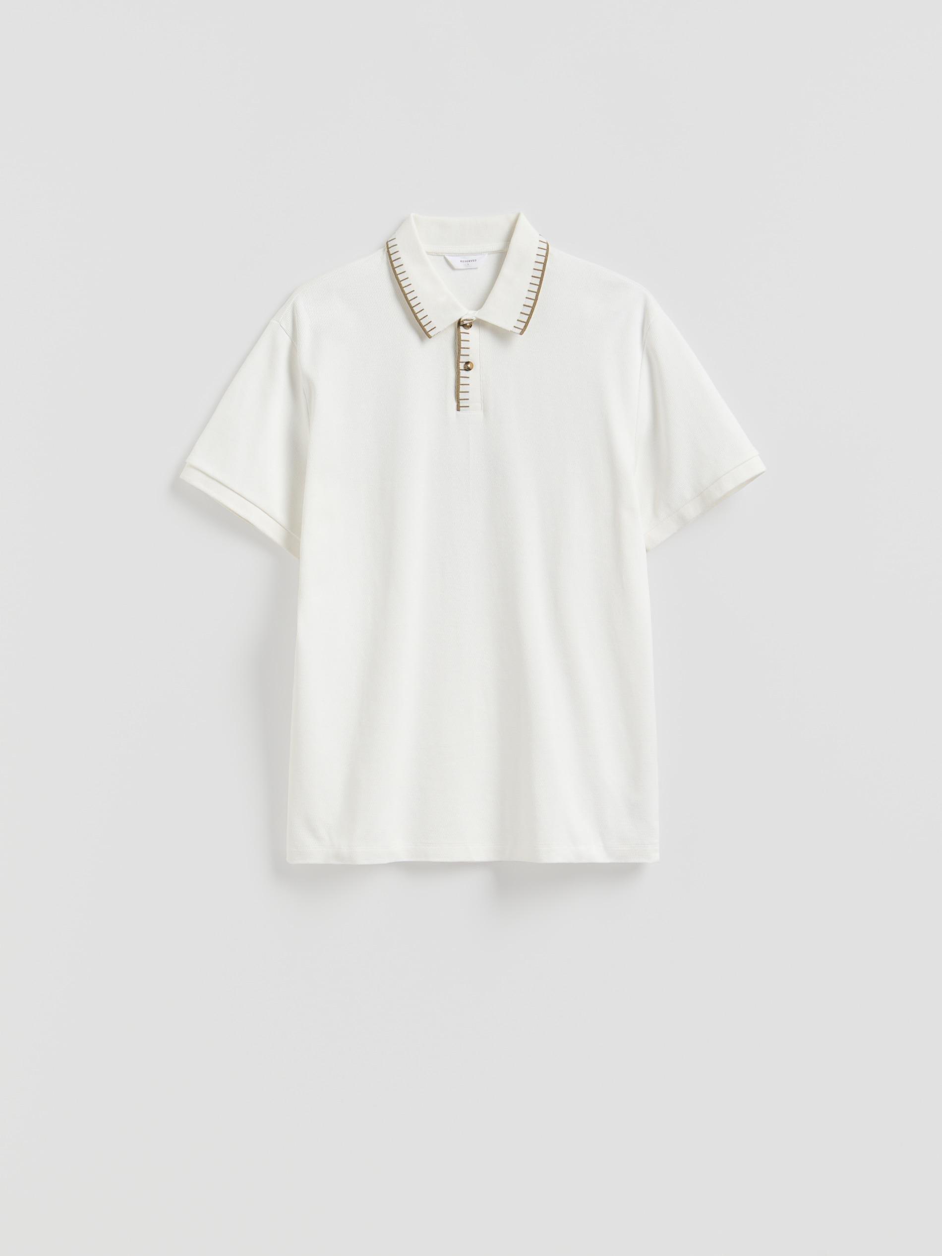 Cream Comfort Fit Polo Shirt, Ivory, large image number 3