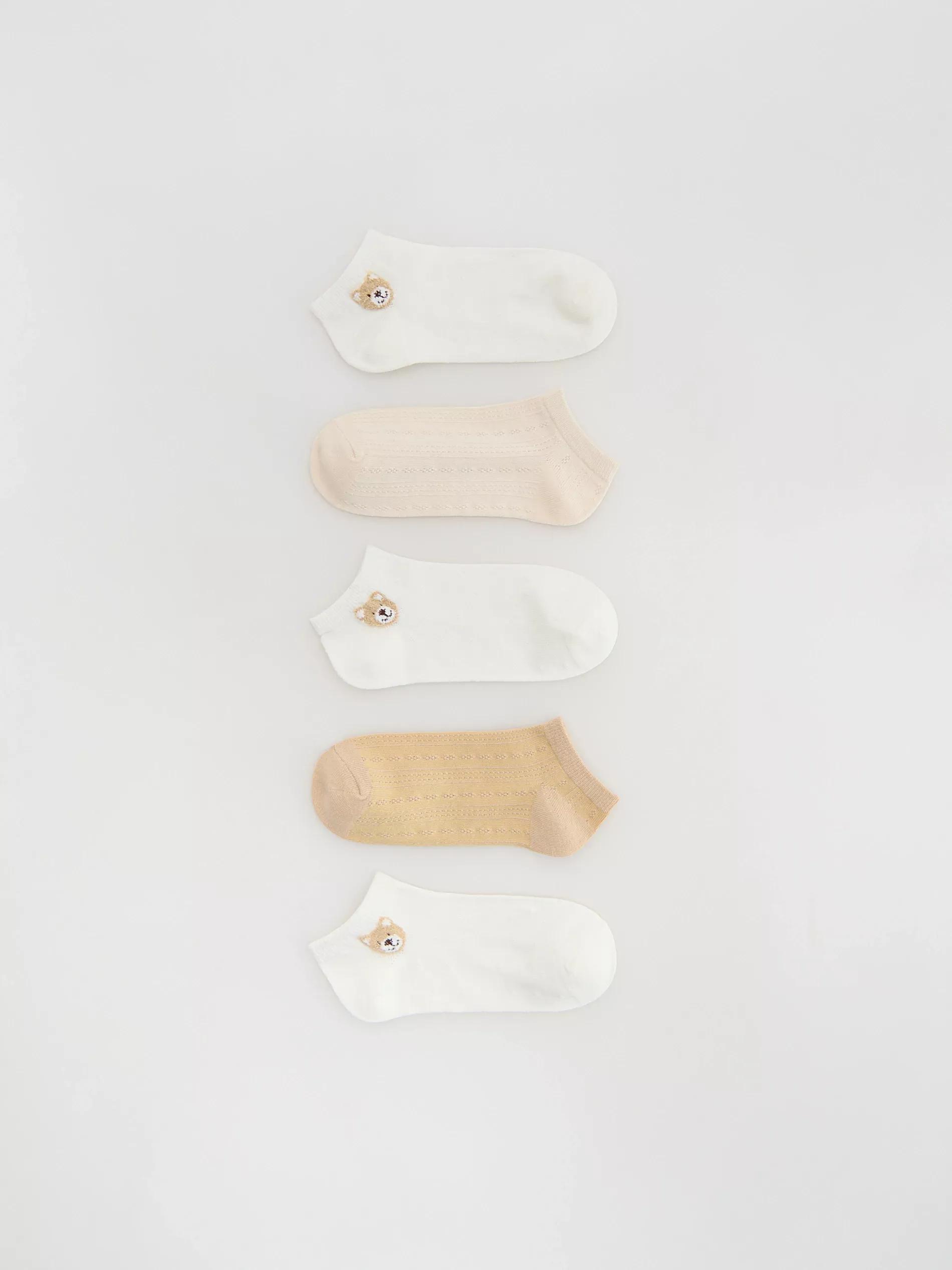Cream Socks 5 Pack, Ivory, medium