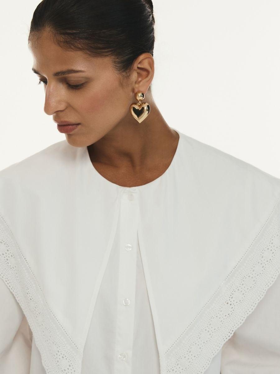 Gold Heart-Shaped Earrings, Golden, large image number 0