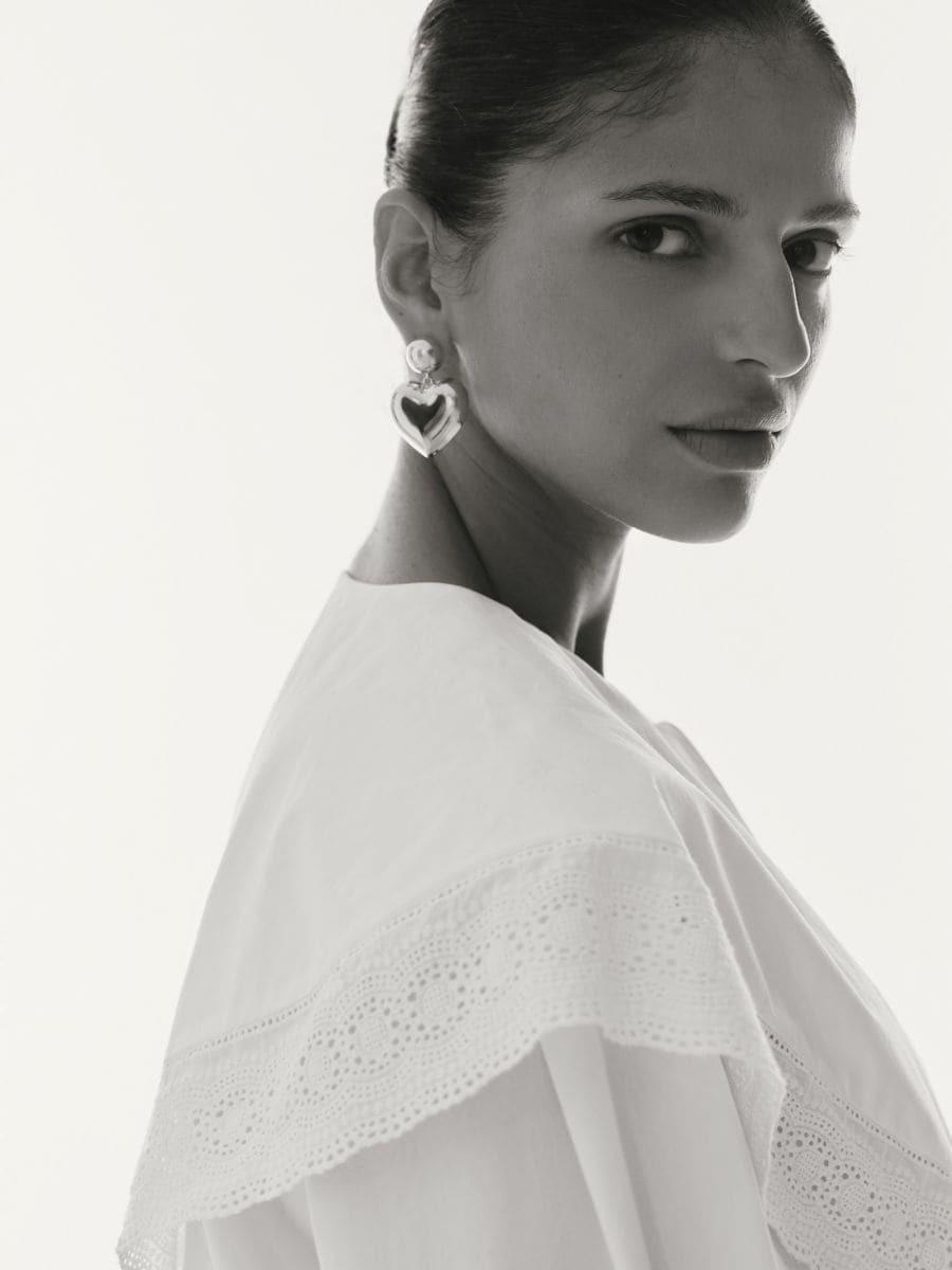 Gold Heart-Shaped Earrings, Golden, medium