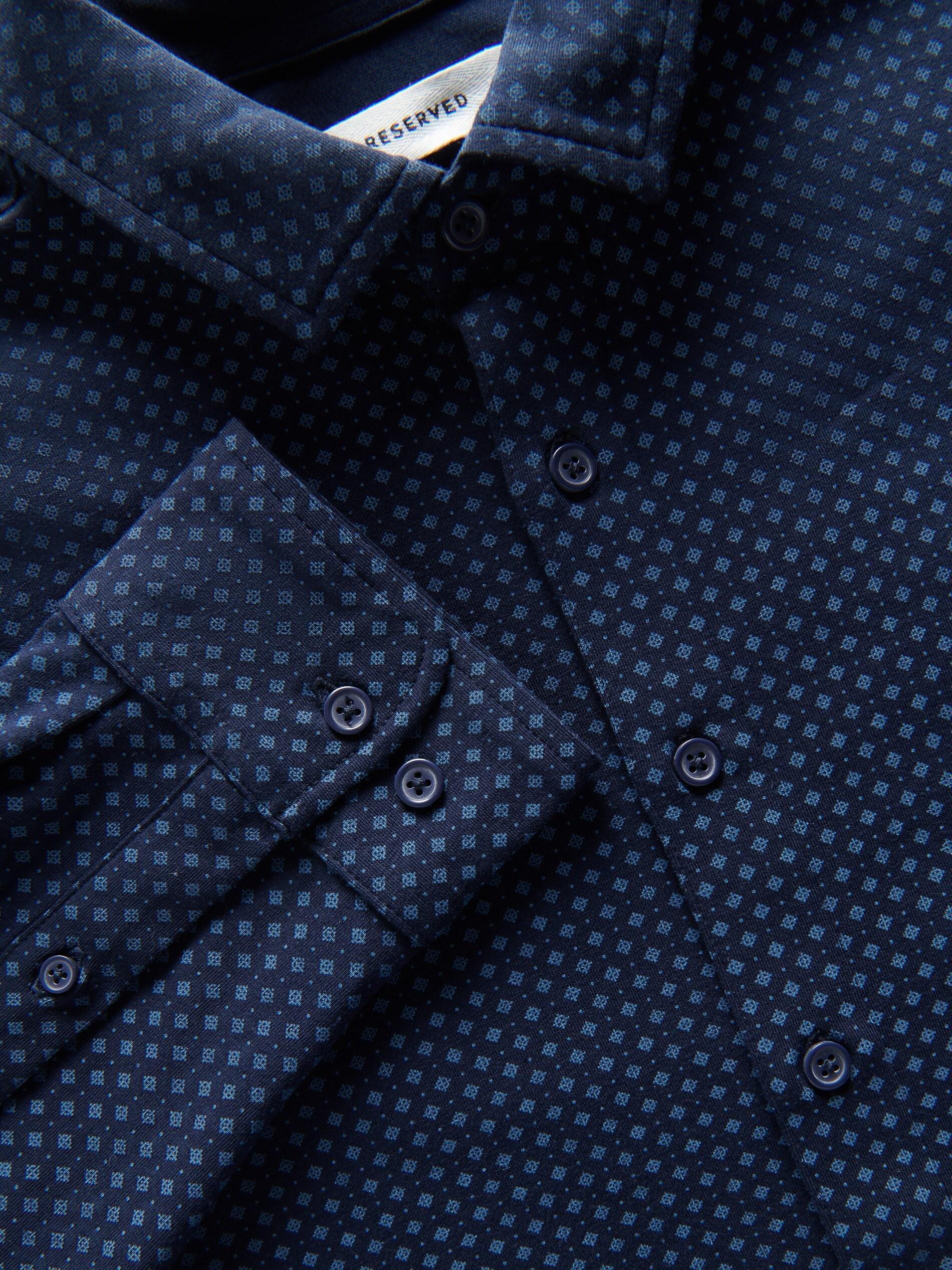 Navy Slim Fit Cotton Rich Shirt, , large image number 1