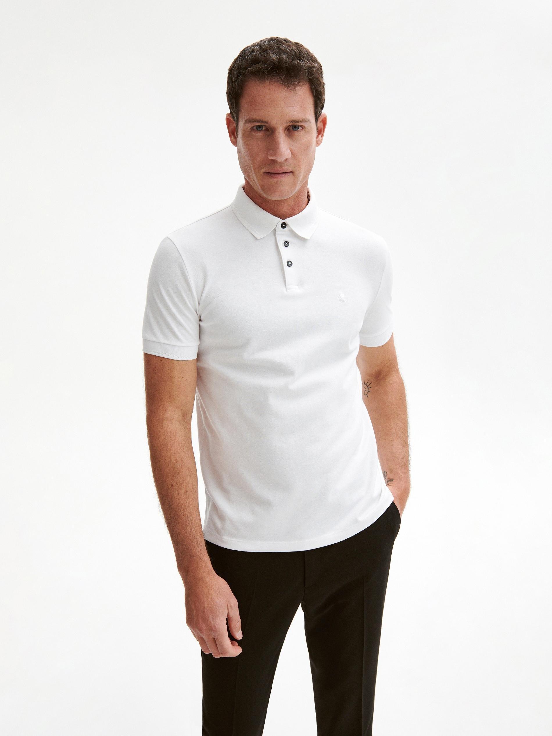 White Slim Fit Polo Shirt, , large image number 1