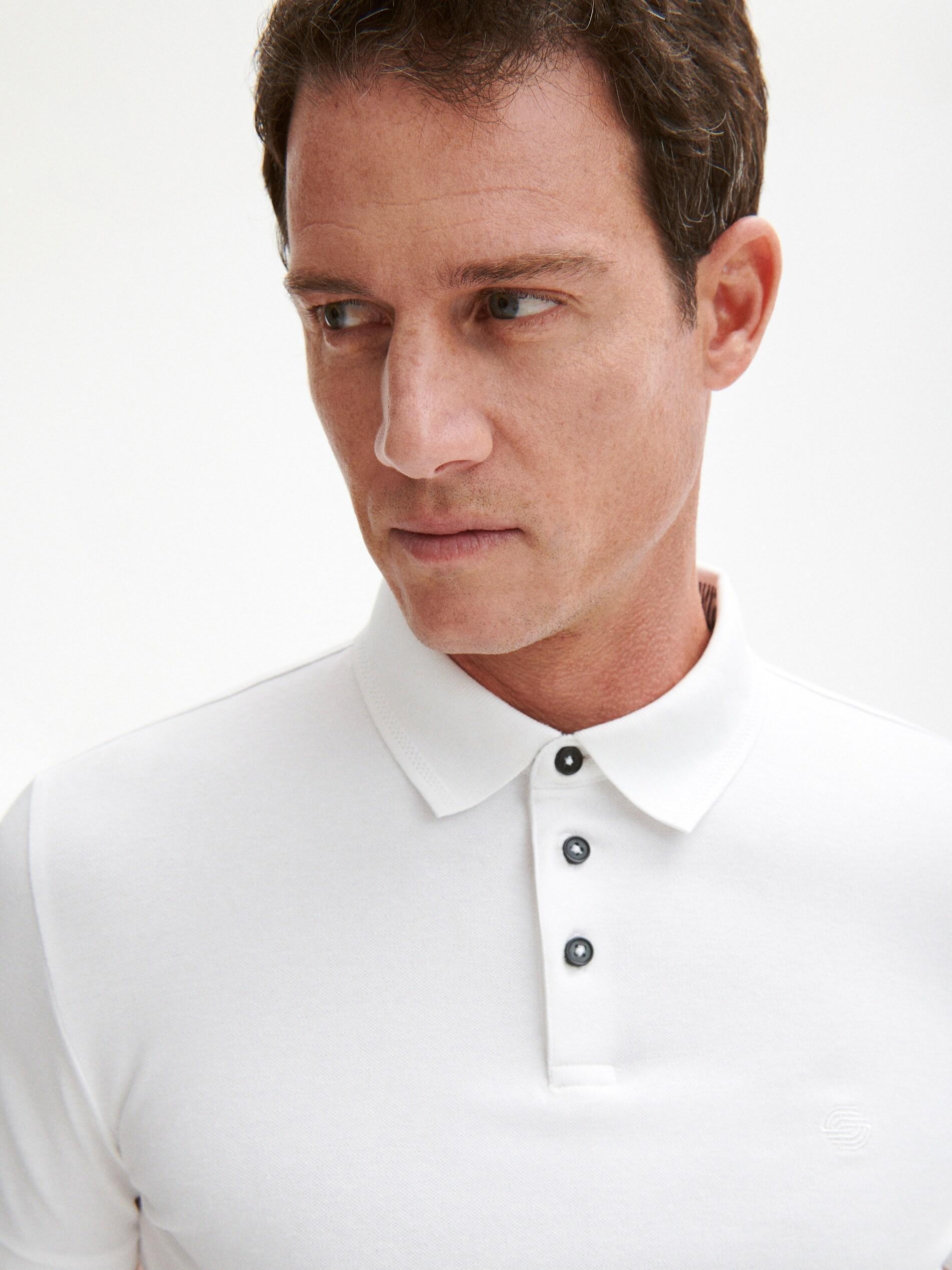 White Slim Fit Polo Shirt, , large image number 4