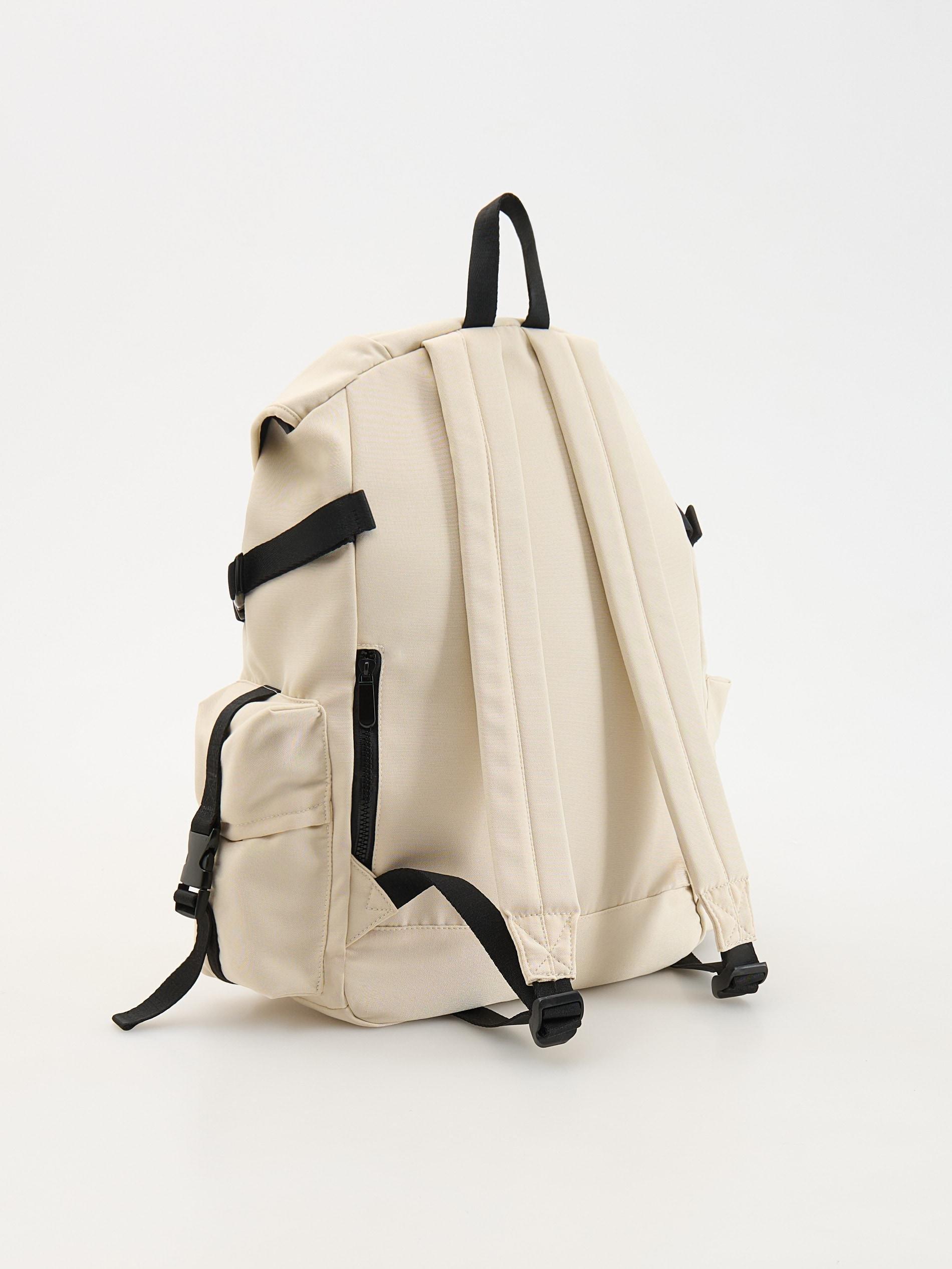 Cream Large Capacity Backpack With Pockets, Ivory, large image number 2