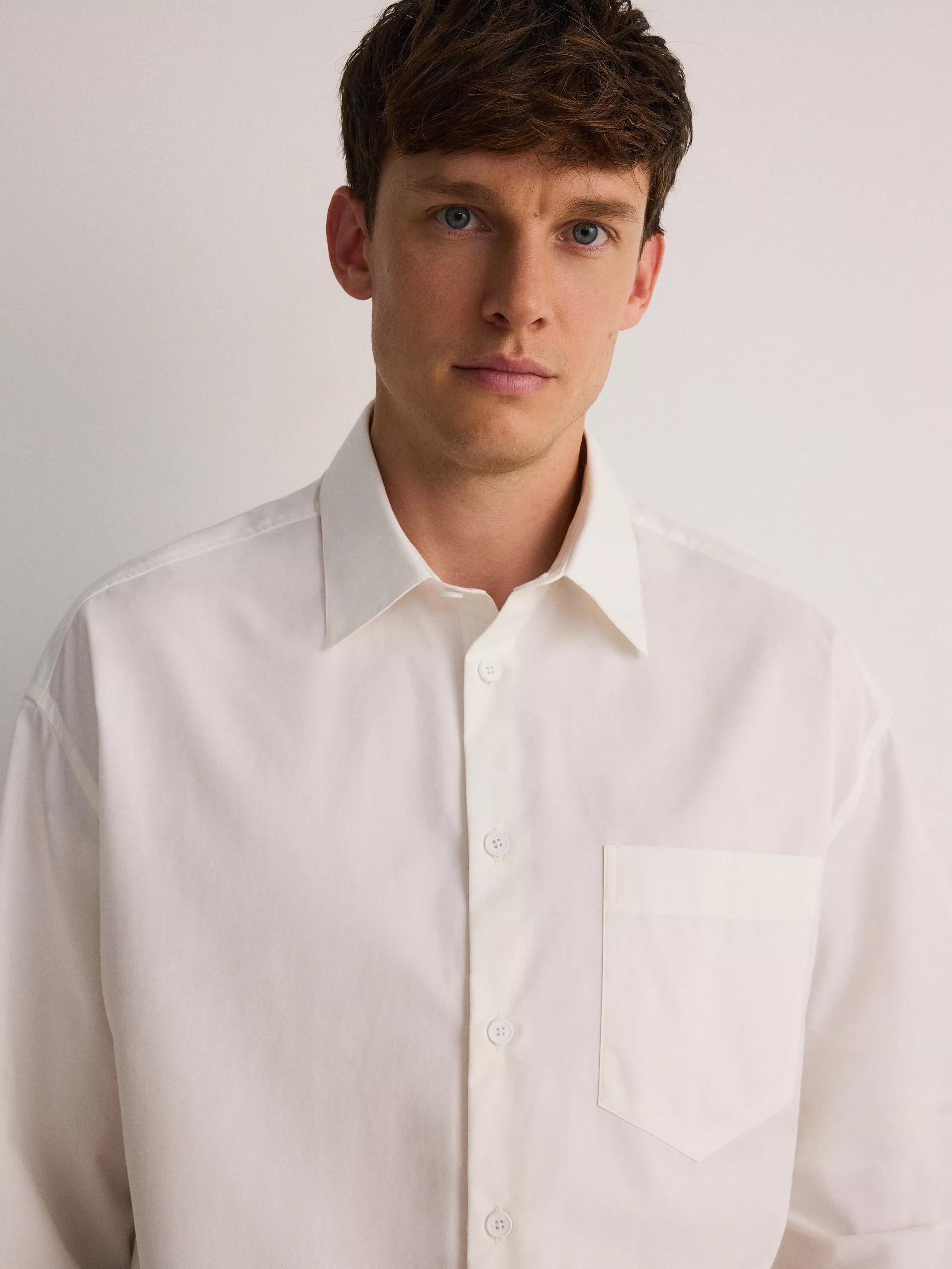 White Boxy Cotton Shirt, , large image number 2