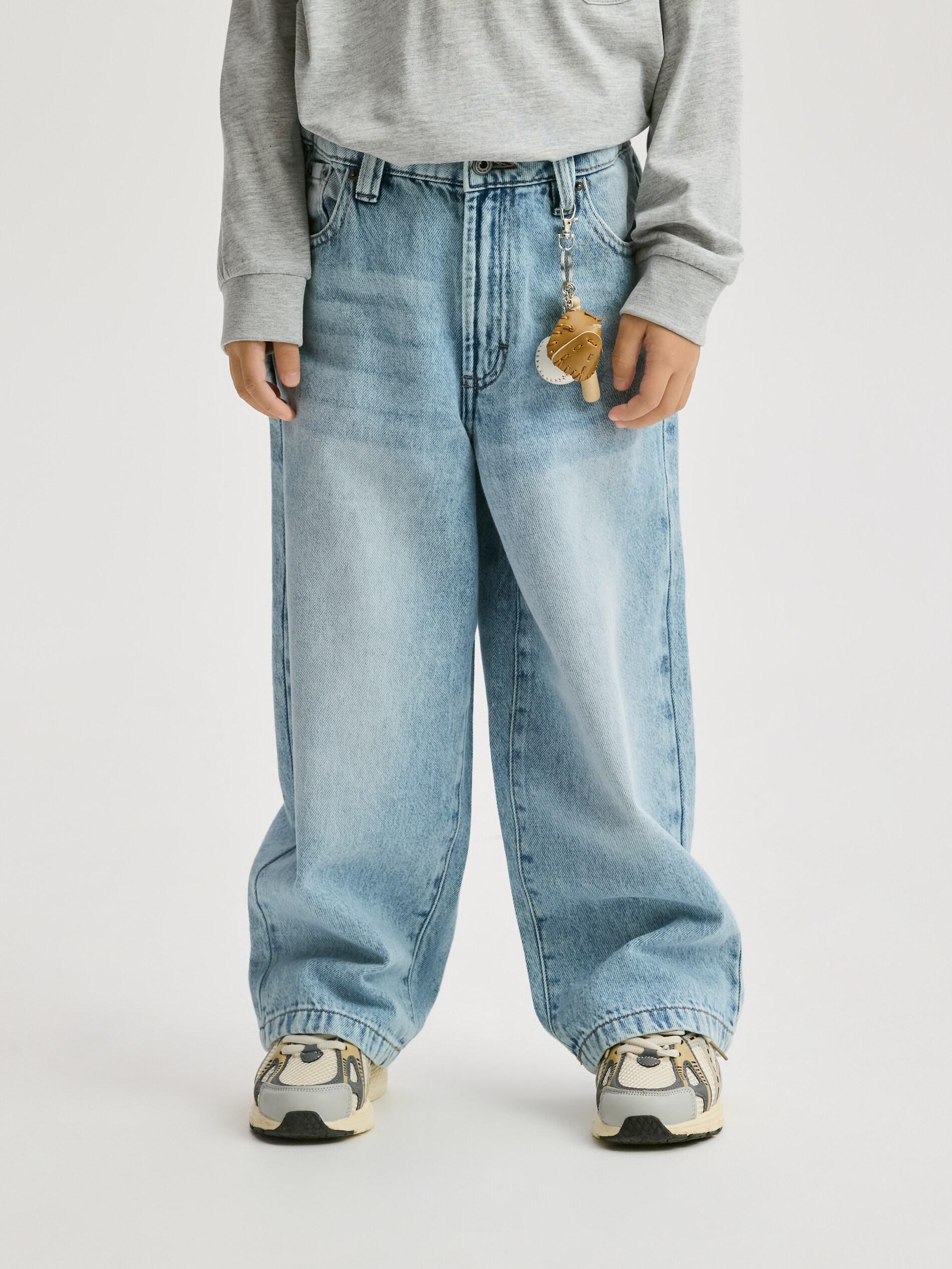 Blue Baggy Jeans With Keychain, Blue, large image number 3