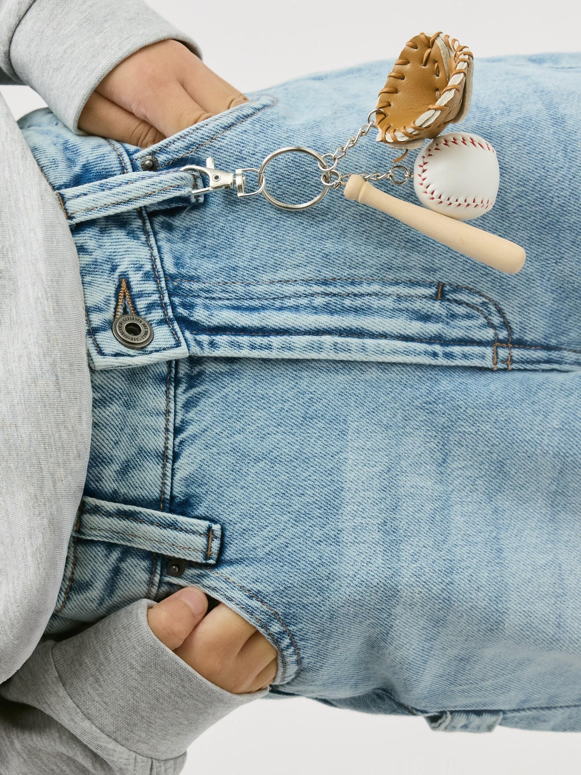 Blue Baggy Jeans With Keychain, Blue, large image number 5