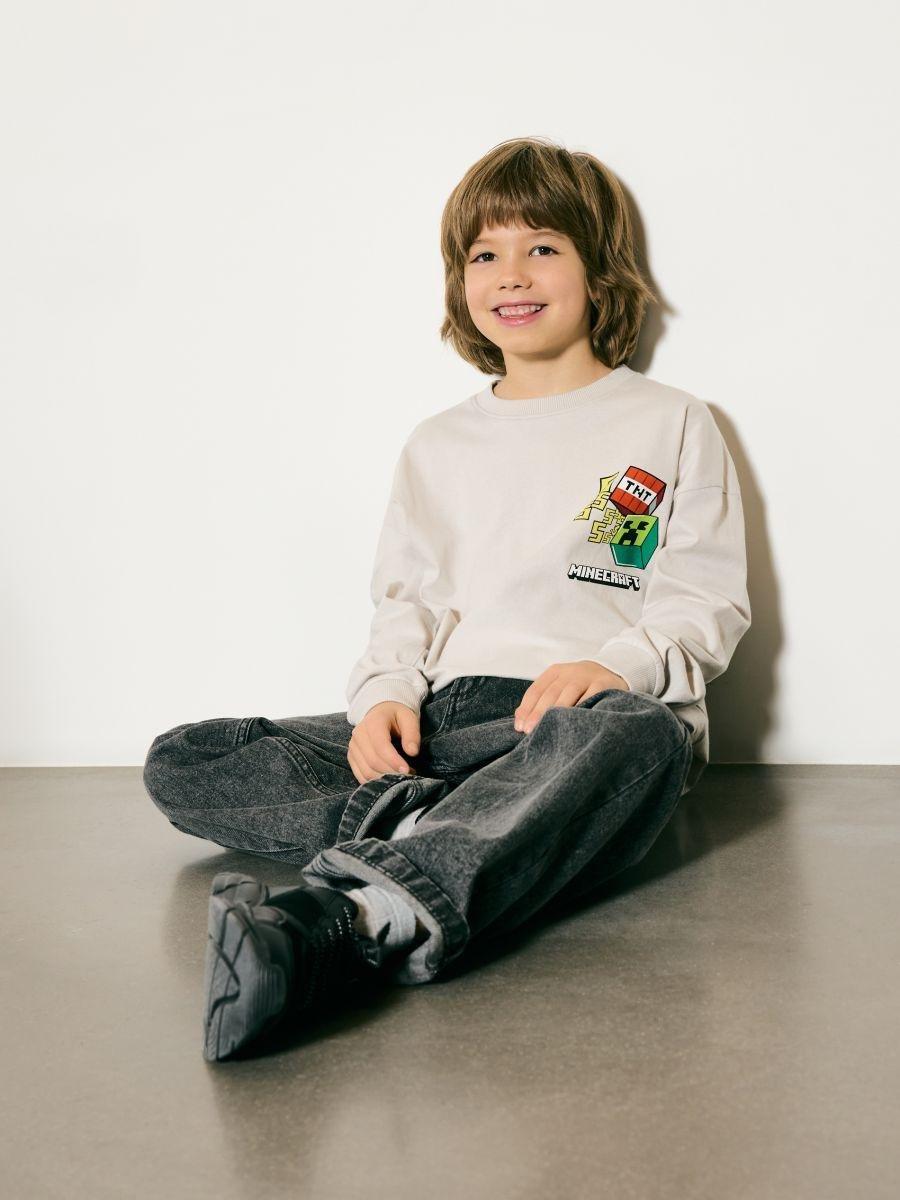 Grey Long Sleeve Shirt Minecraft, Light grey, large image number 0