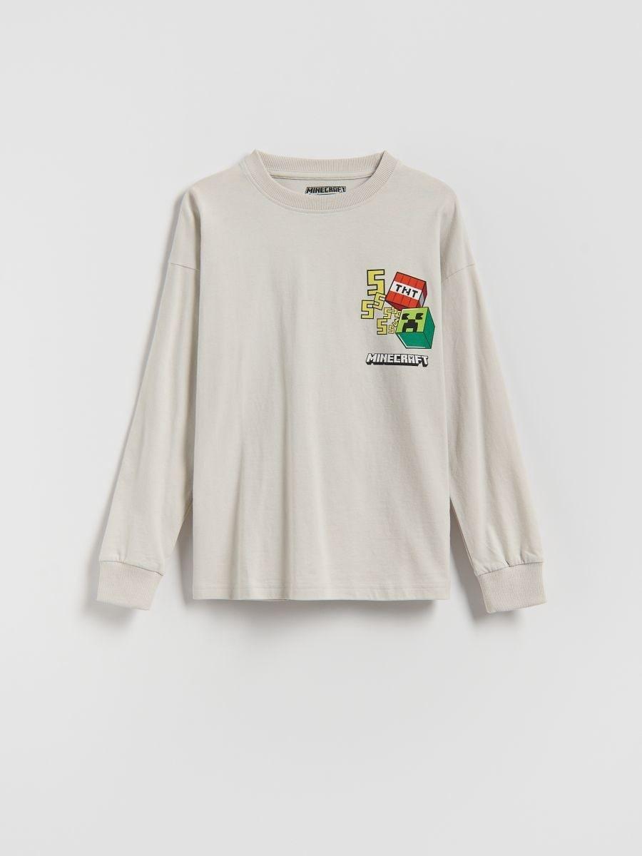Grey Long Sleeve Shirt Minecraft, Light grey, large image number 1