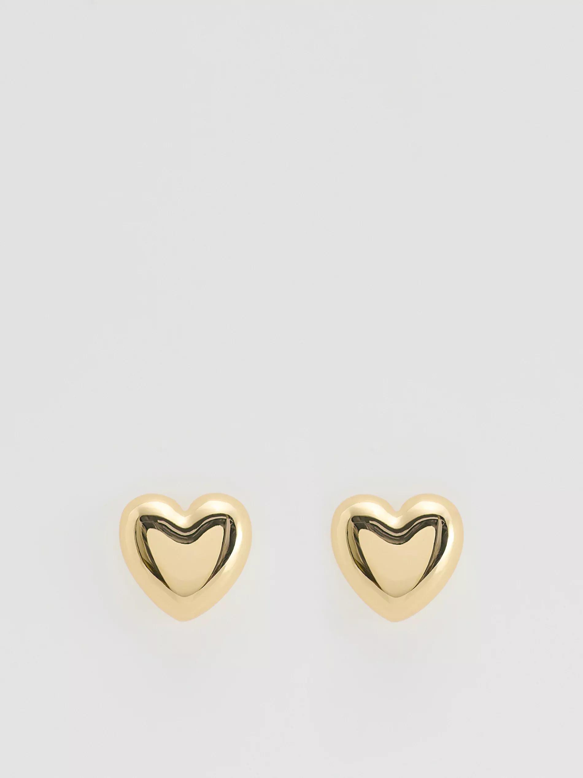 Gold Heart-Shaped Earrings, Golden, large image number 0
