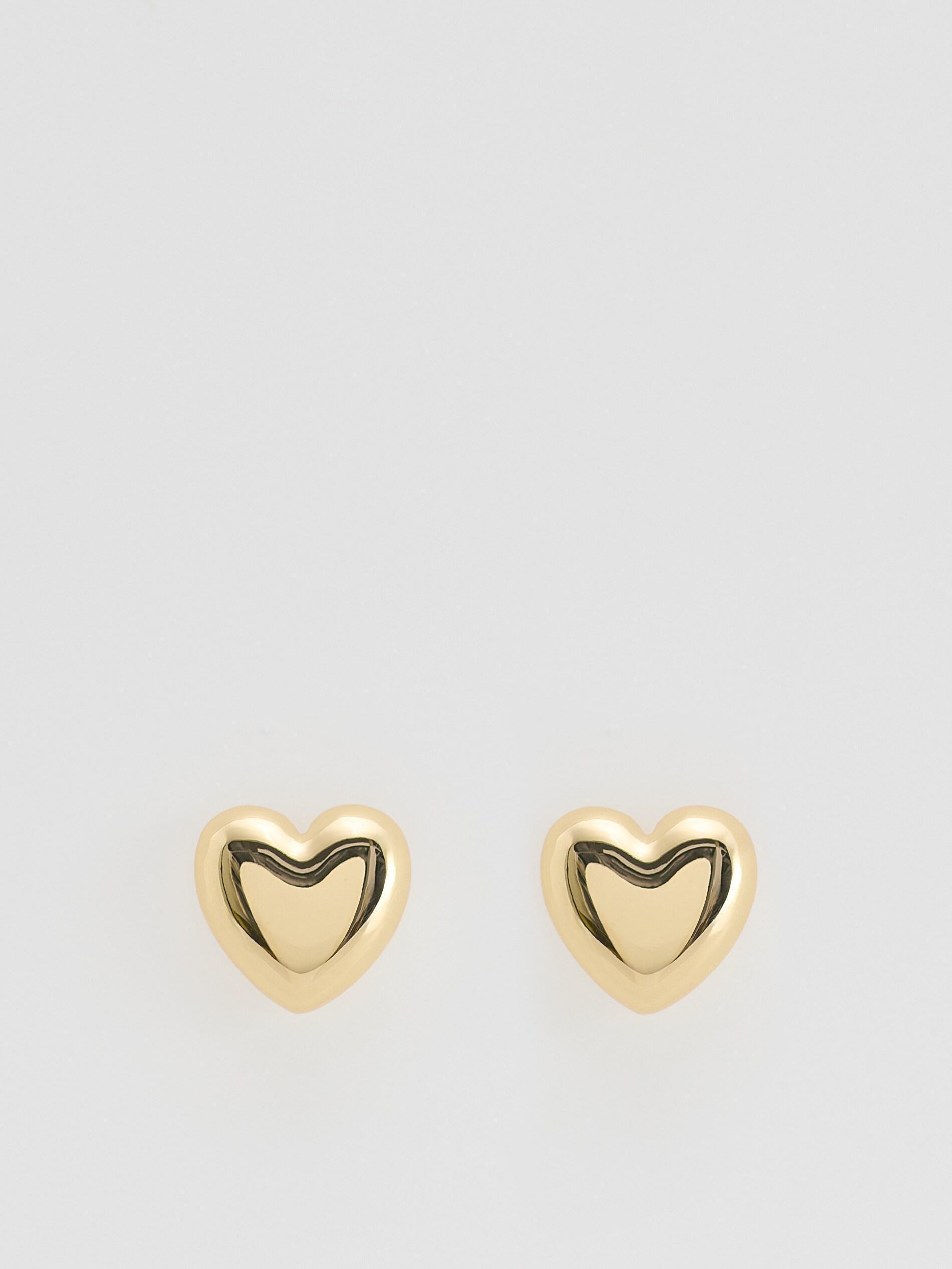 Gold Heart-Shaped Earrings, Golden, large image number 0