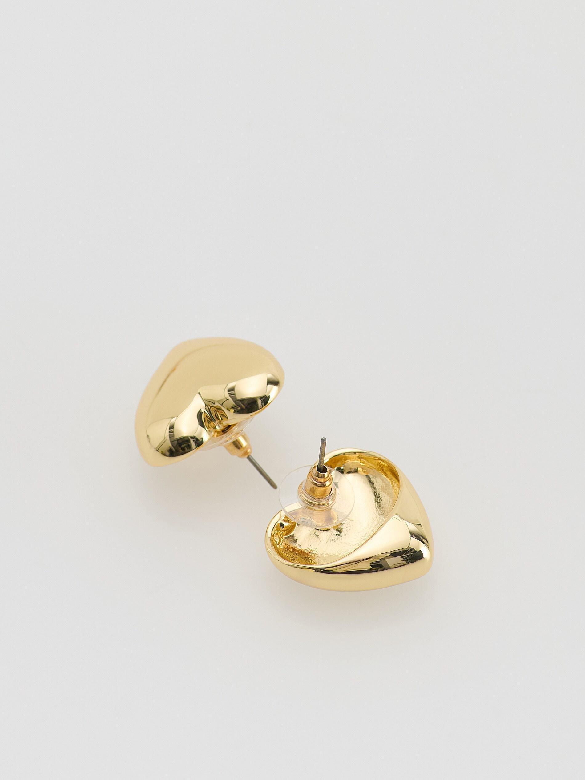 Gold Heart-Shaped Earrings, Golden, large image number 1