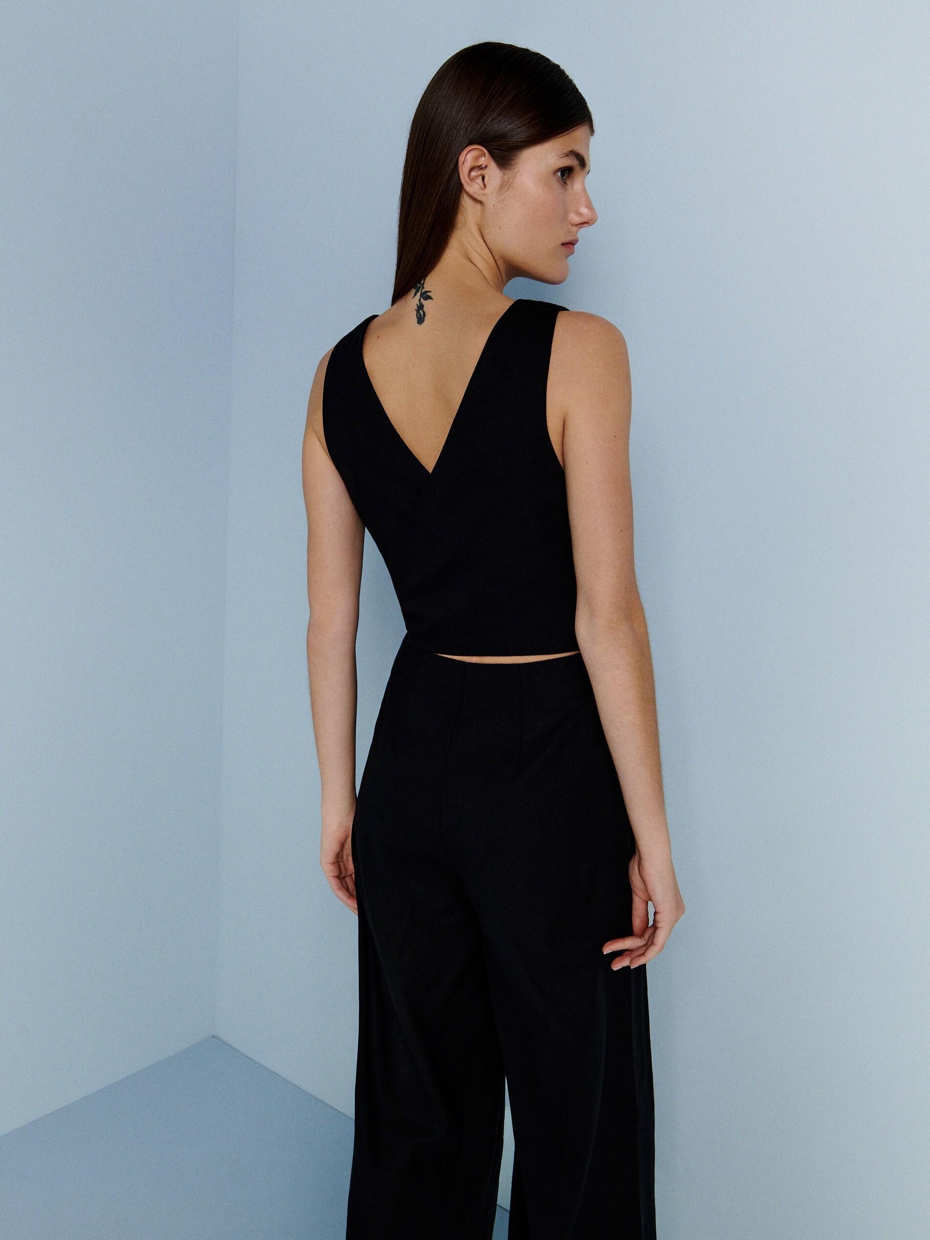Black Linen Blend Jumpsuit, , large image number 3