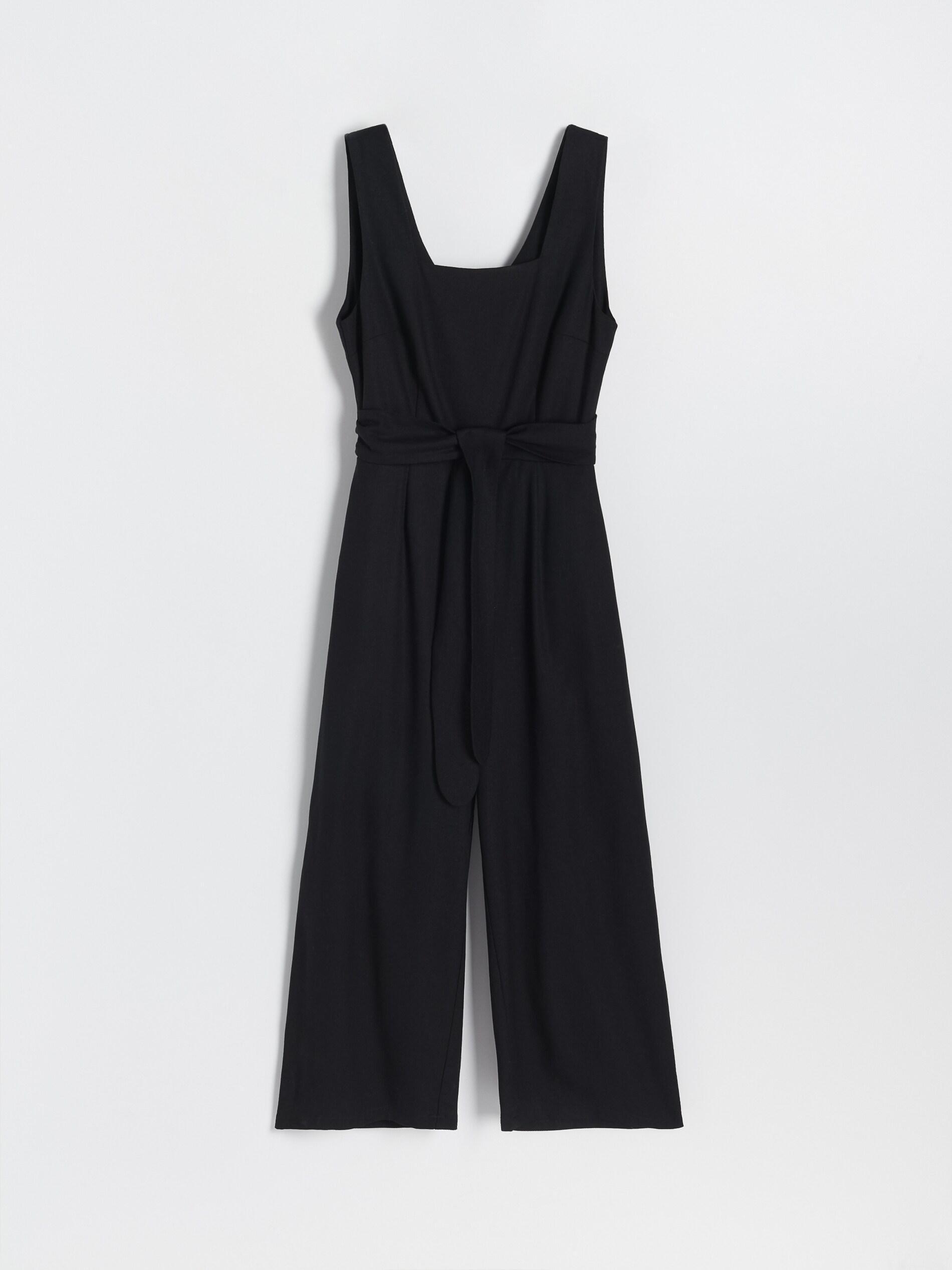 Black Linen Blend Jumpsuit, , large image number 4