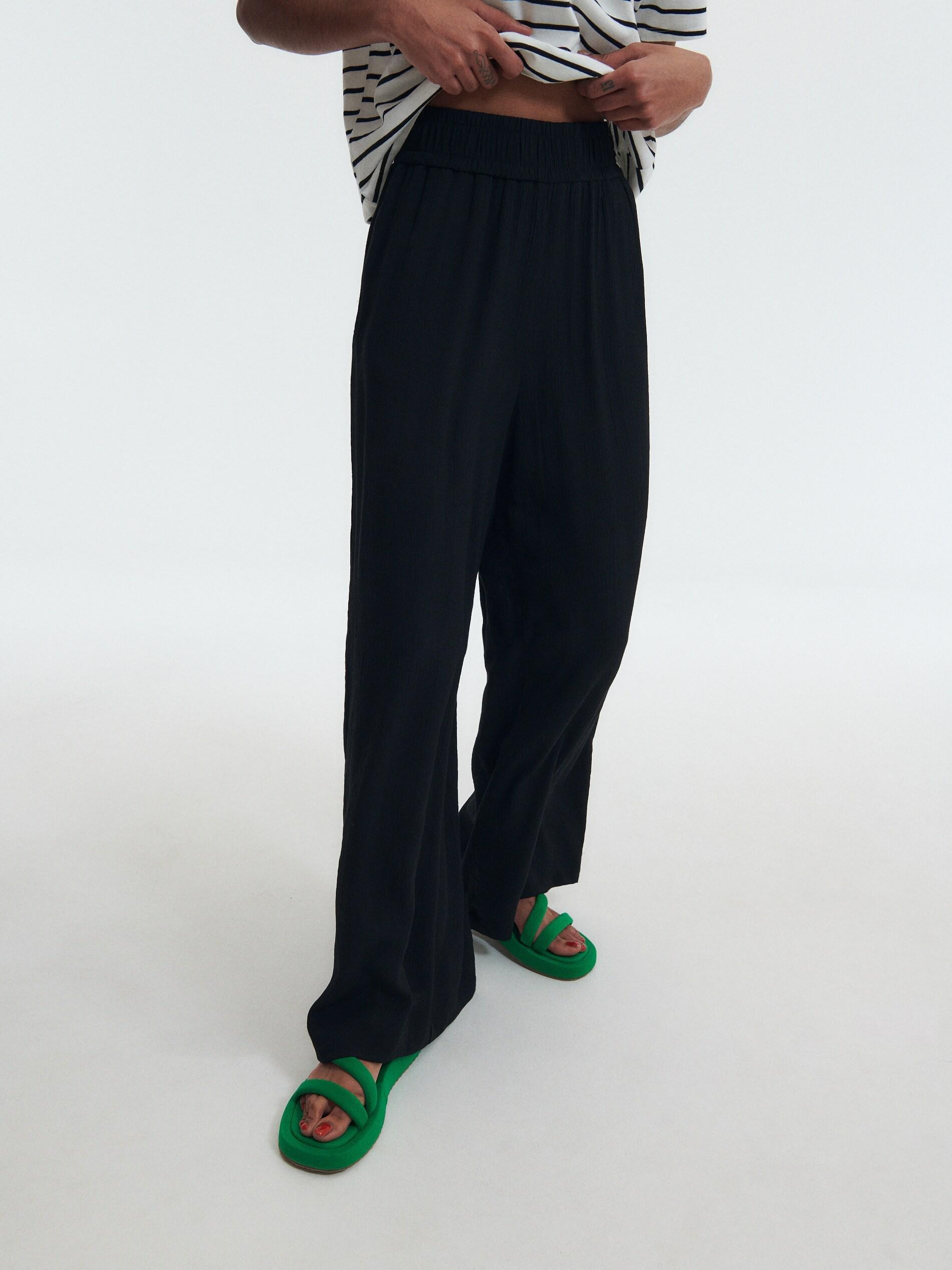 Black Viscose Trousers , , large image number 1