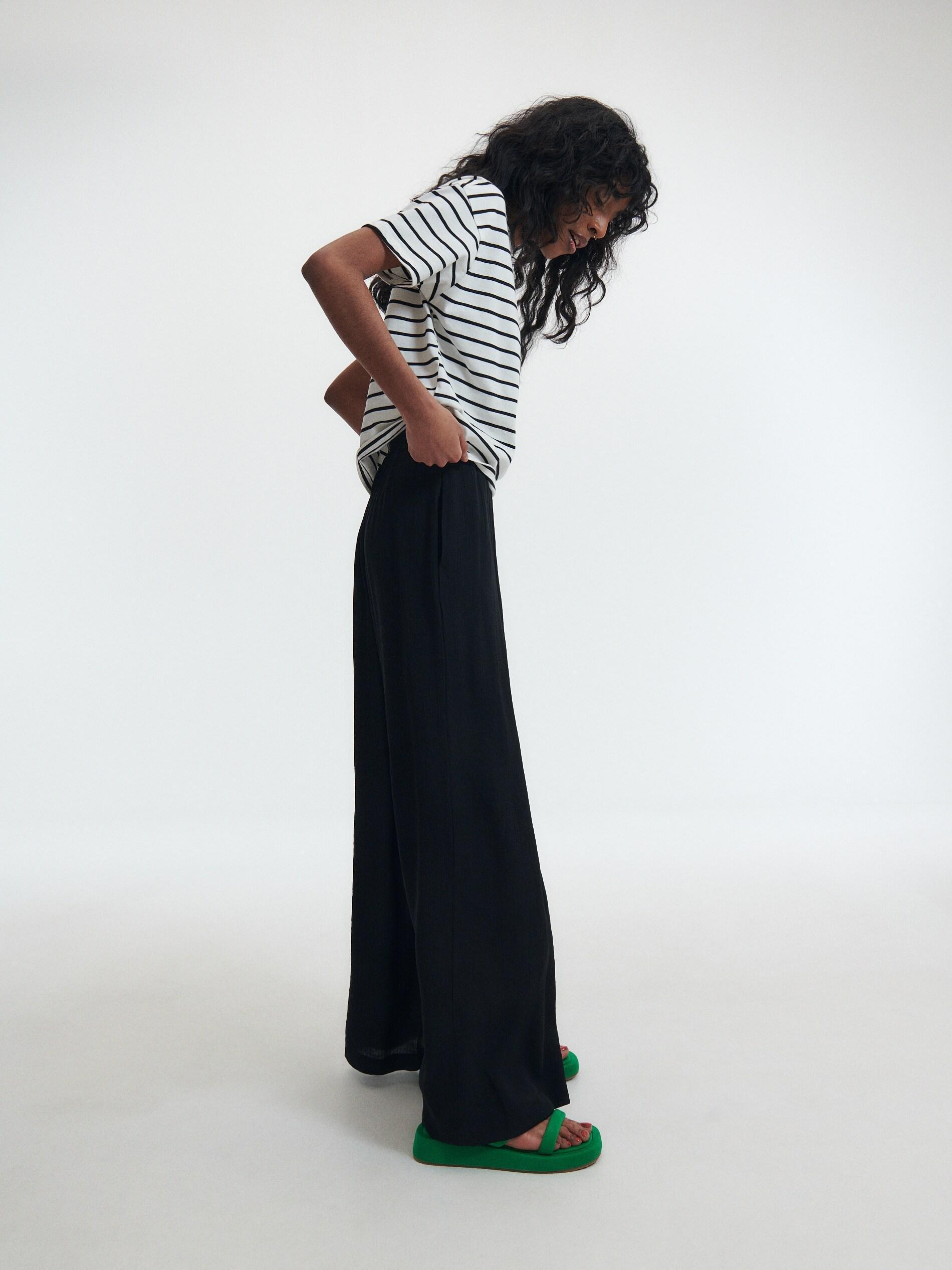 Black Viscose Trousers , , large image number 2