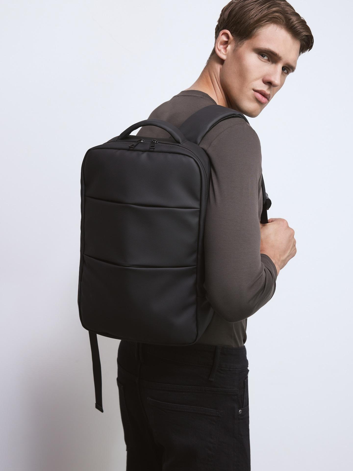 Black Backpack With Handle, Black, medium