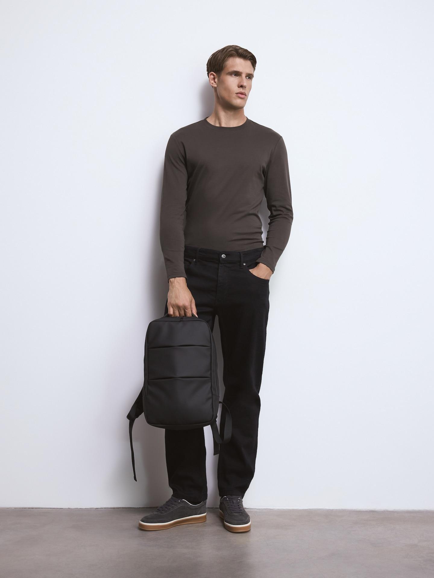 Black Backpack With Handle, Black, medium