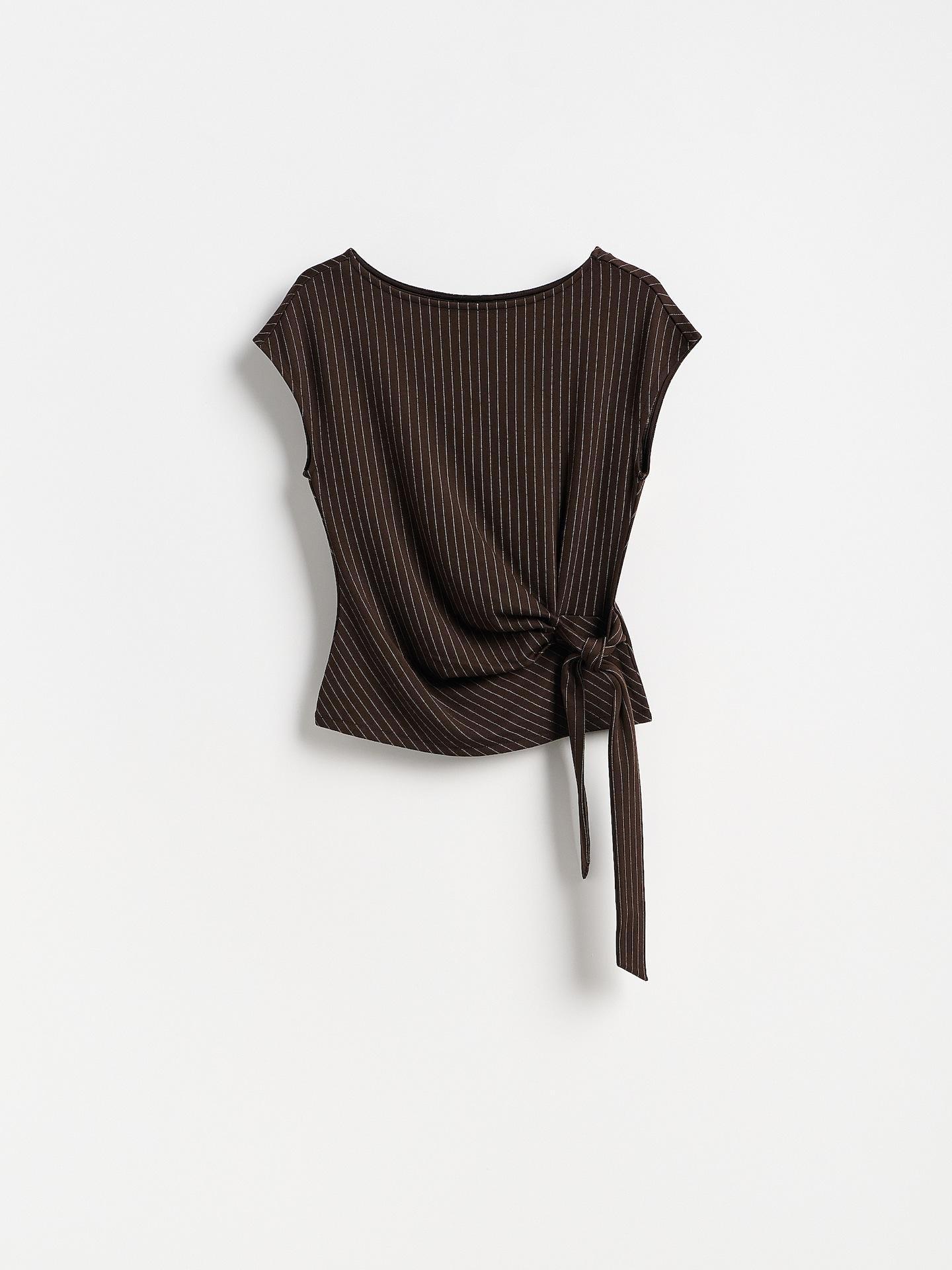 Brown Blouse With Tie Details, Brown, large image number 0