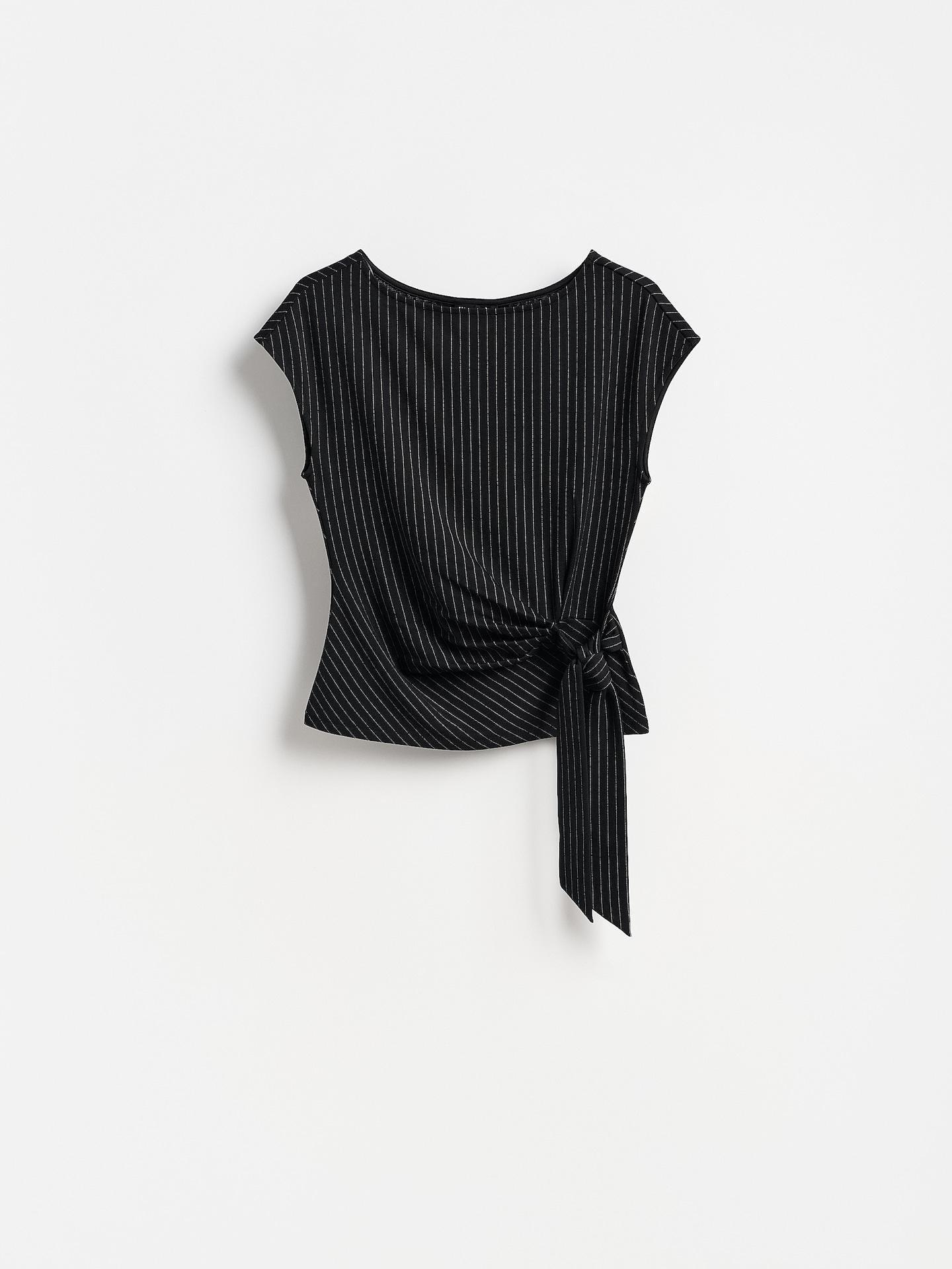 Black Blouse With Tie Details, Black, large image number 0