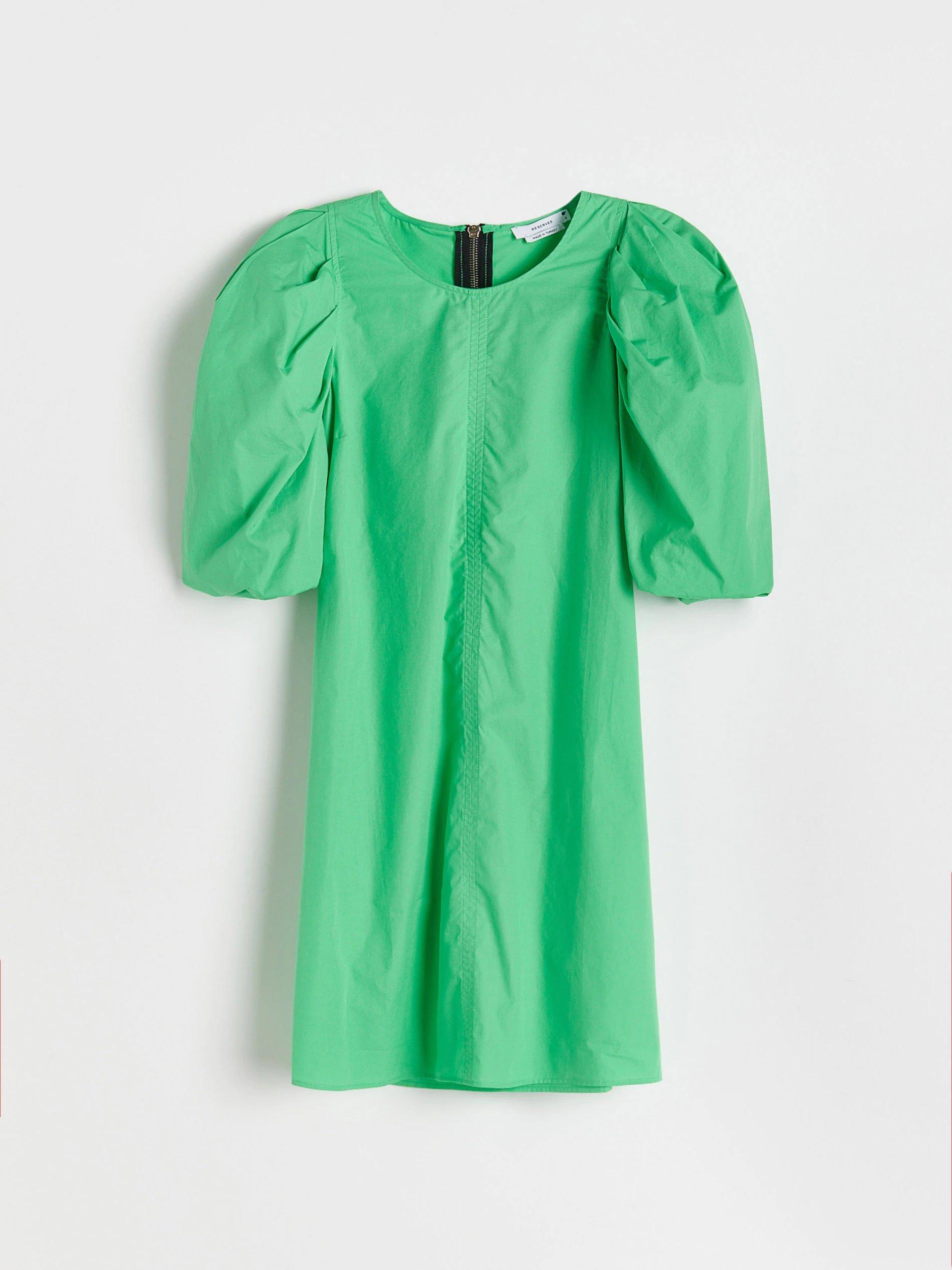Fresh Green Cotton Mini Dress With A Slightly Extended Cut, Women, , large image number 7