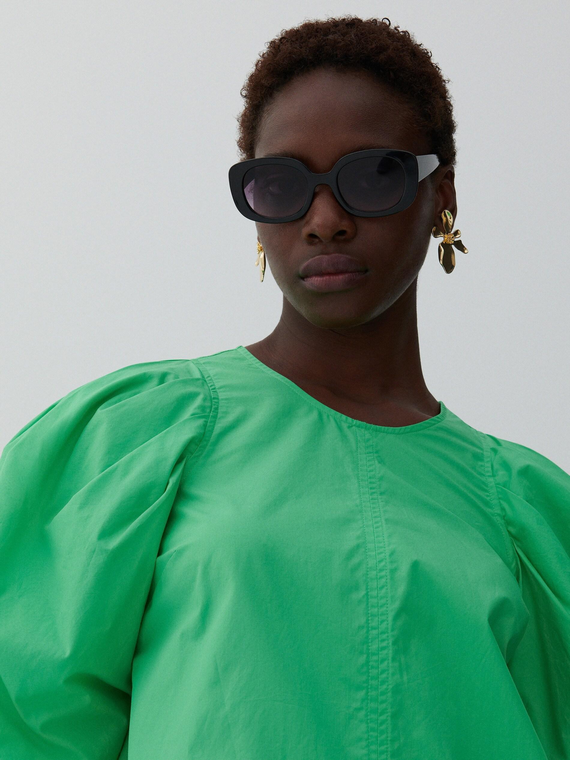 Fresh Green Cotton Mini Dress With A Slightly Extended Cut, Women, , large image number 8