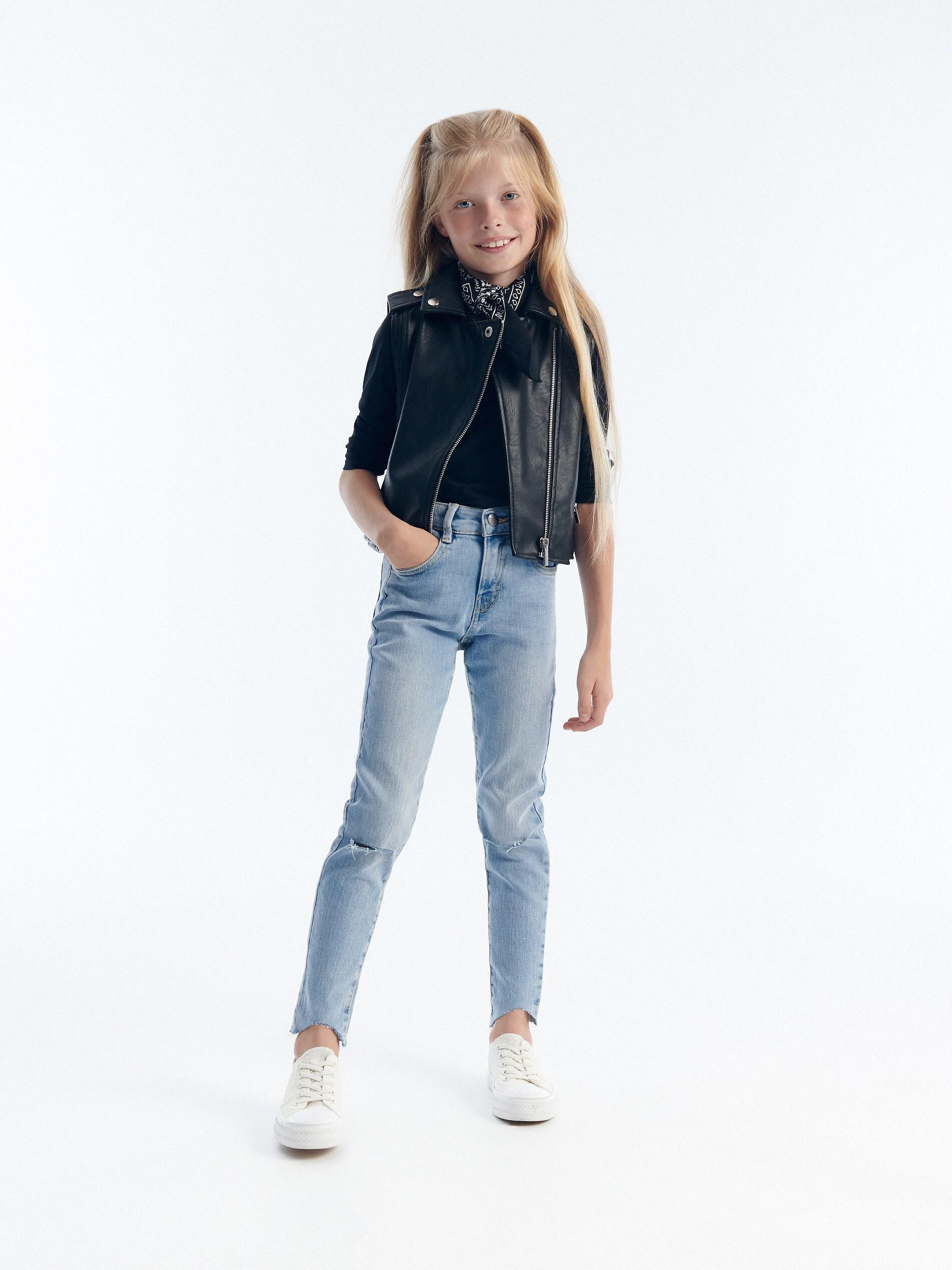Blue Ripped slim jeans, , large image number 1