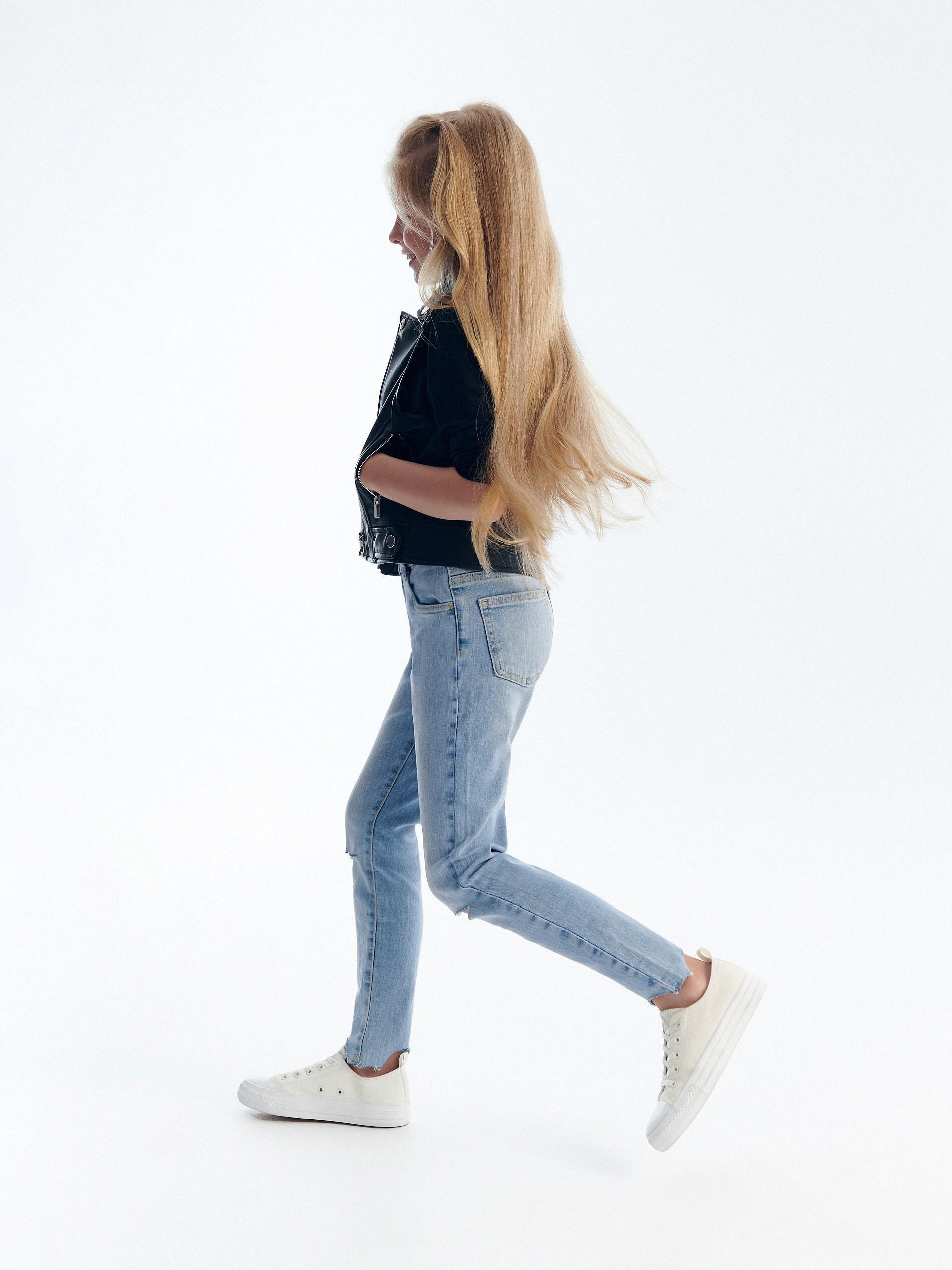 Blue Ripped slim jeans, , large image number 3