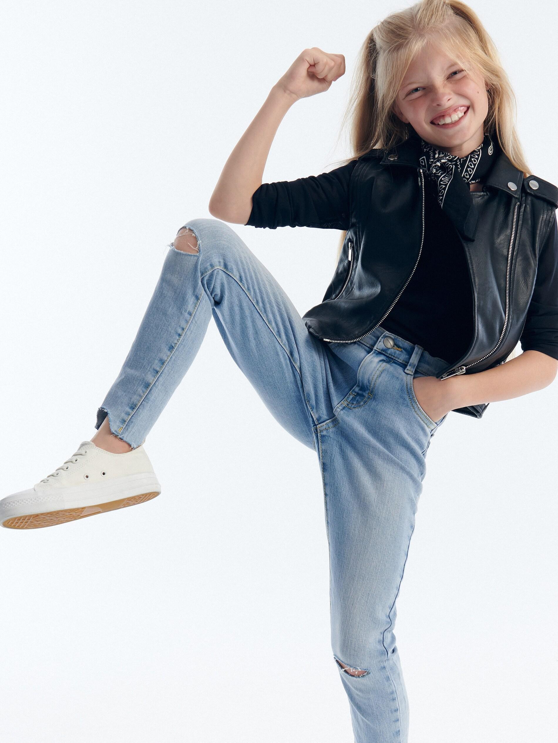 Blue Ripped slim jeans, , large image number 6