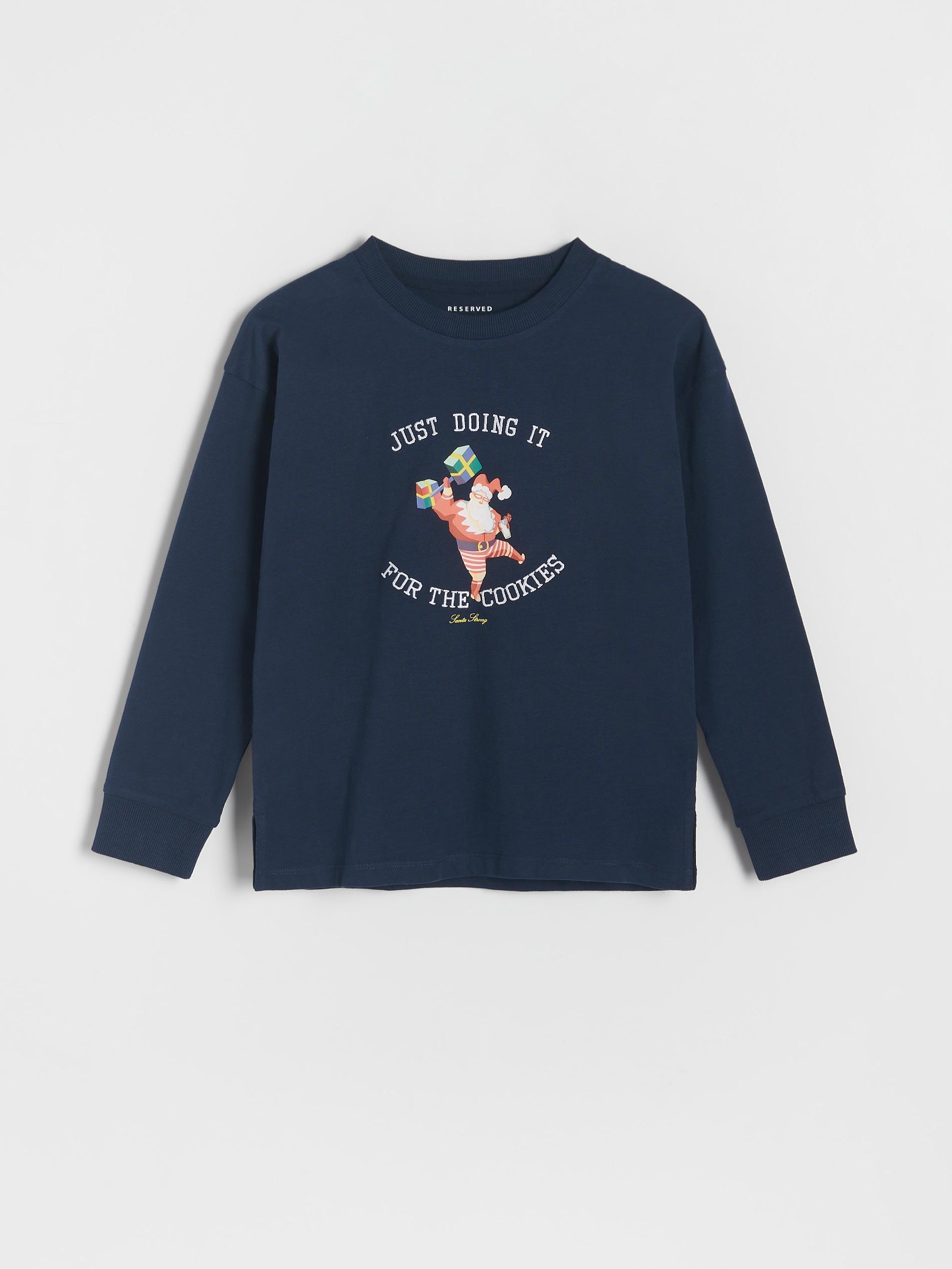 Blue Oversized T-Shirt With Christmas Motif, Kids Boys, , large image number 4