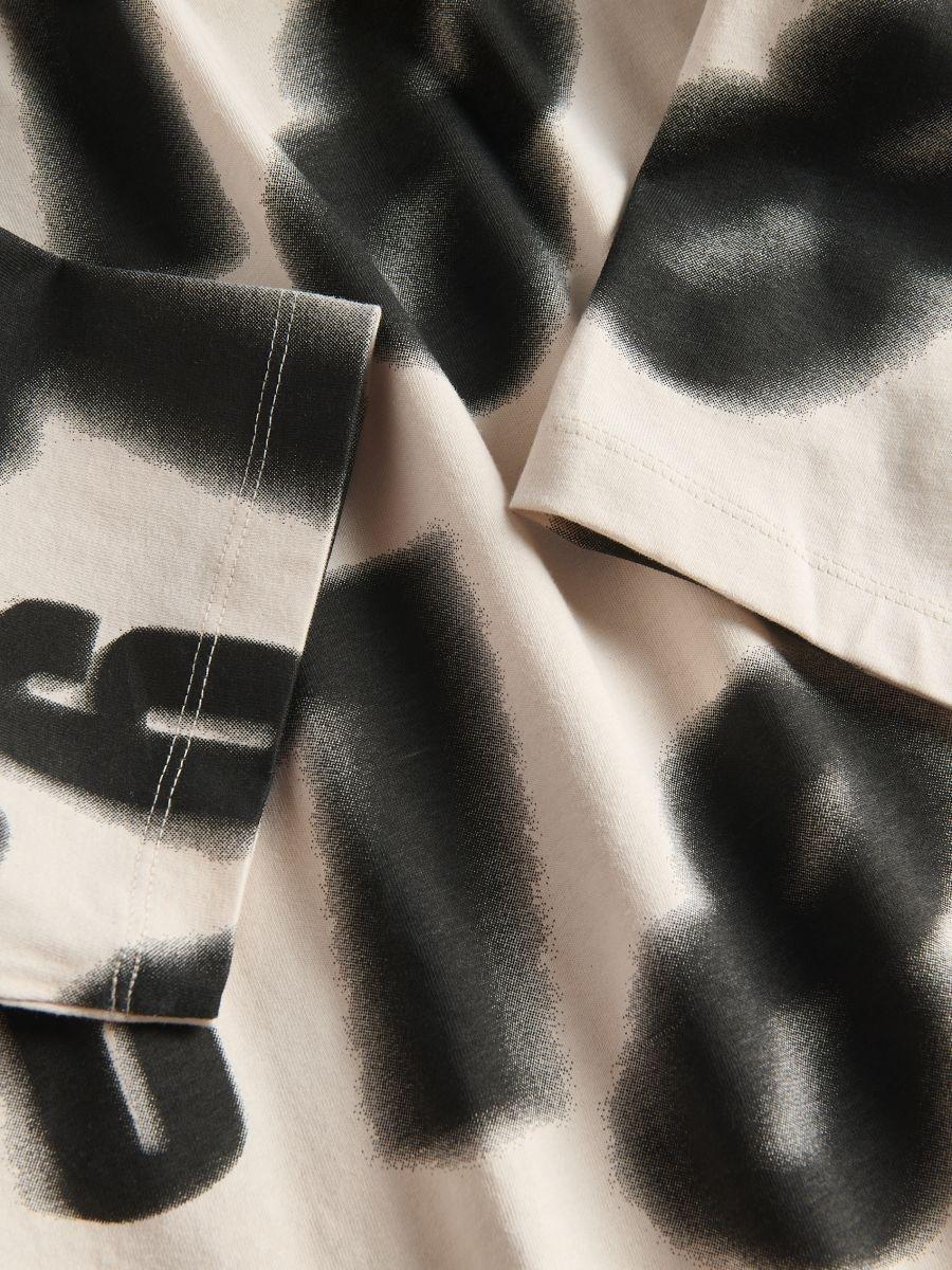 Cream Oversized T-Shirt With Print, , large image number 1