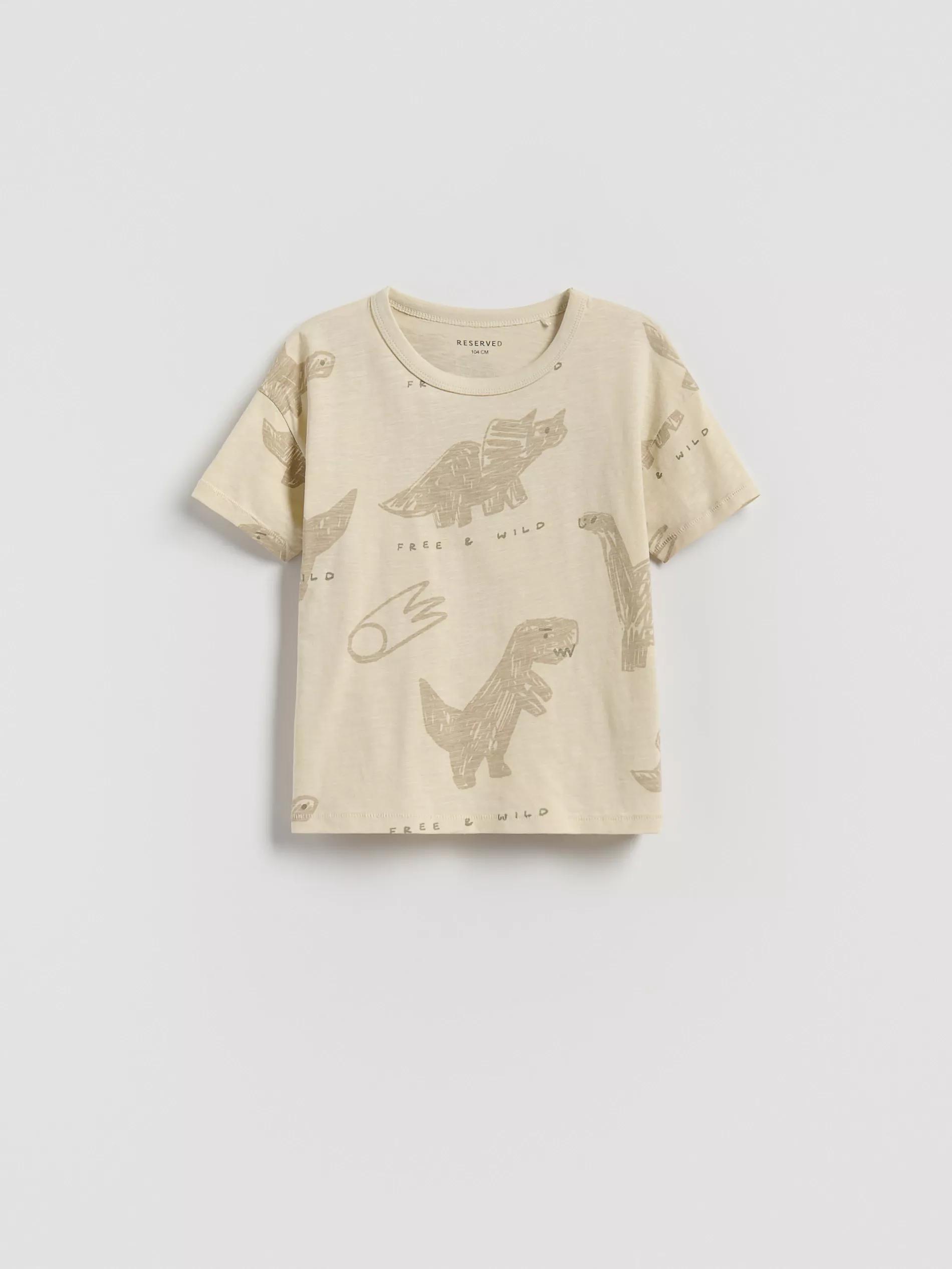 Beige Cotton T-Shirt With Print, Ivory, large image number 0