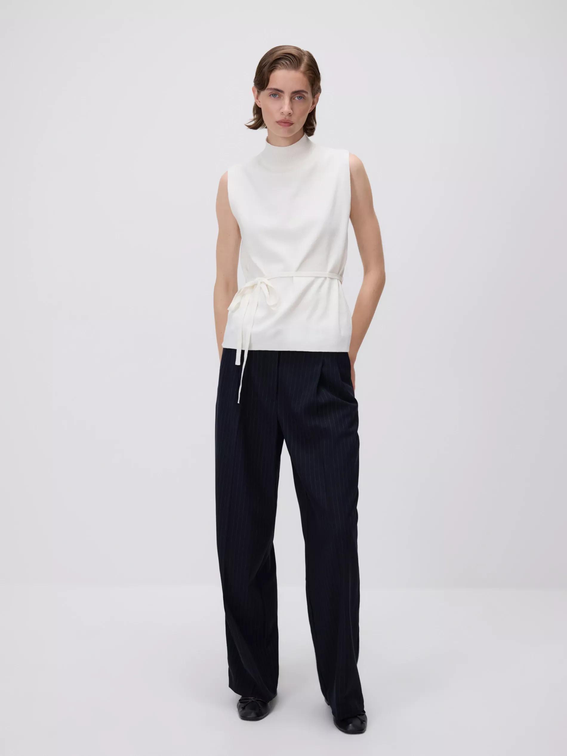 NUDE Jersey top with tie detail, Ivory, large image number 1