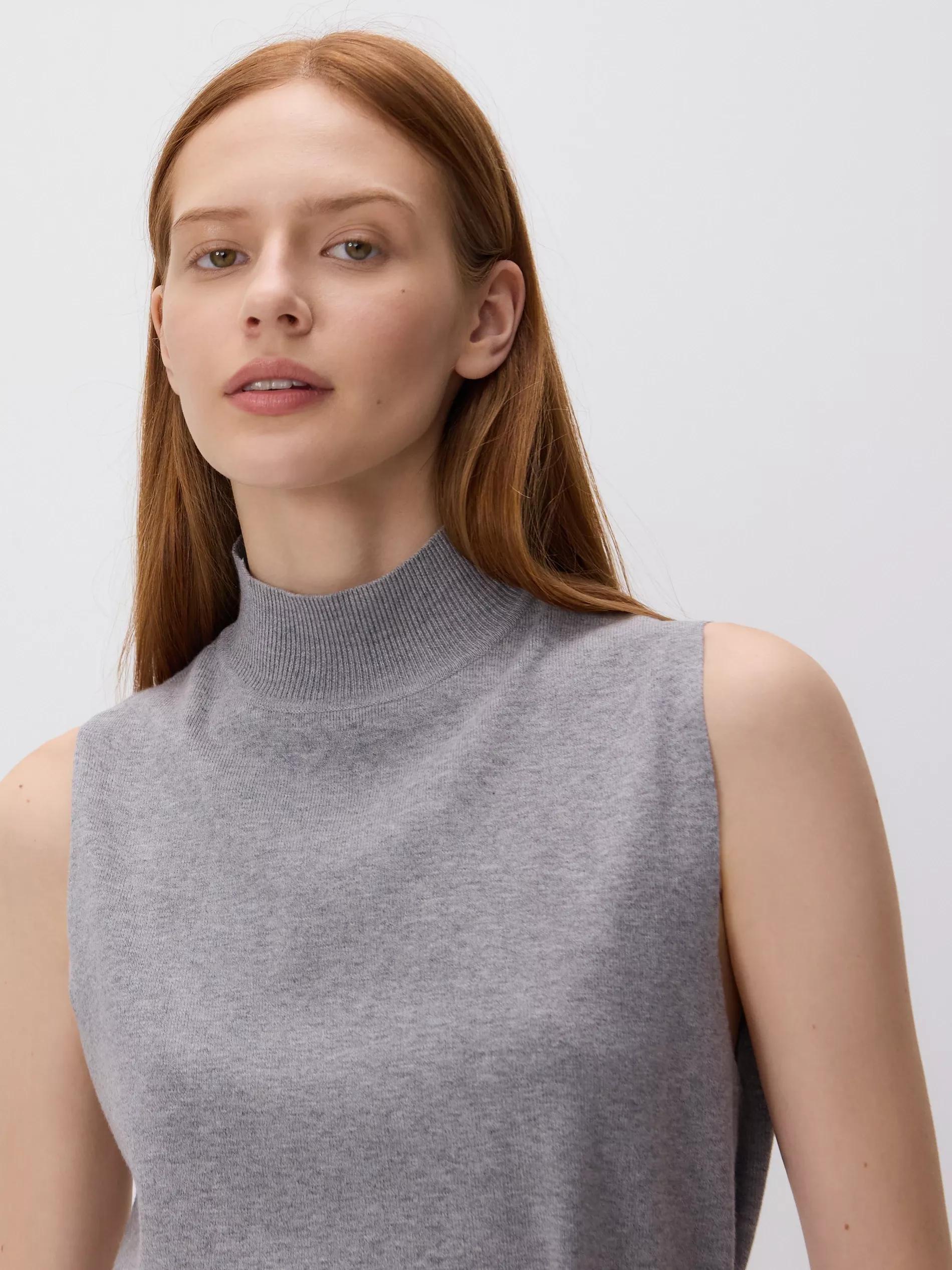 Grey Jersey Top With Tie Detail, Light grey, large image number 2