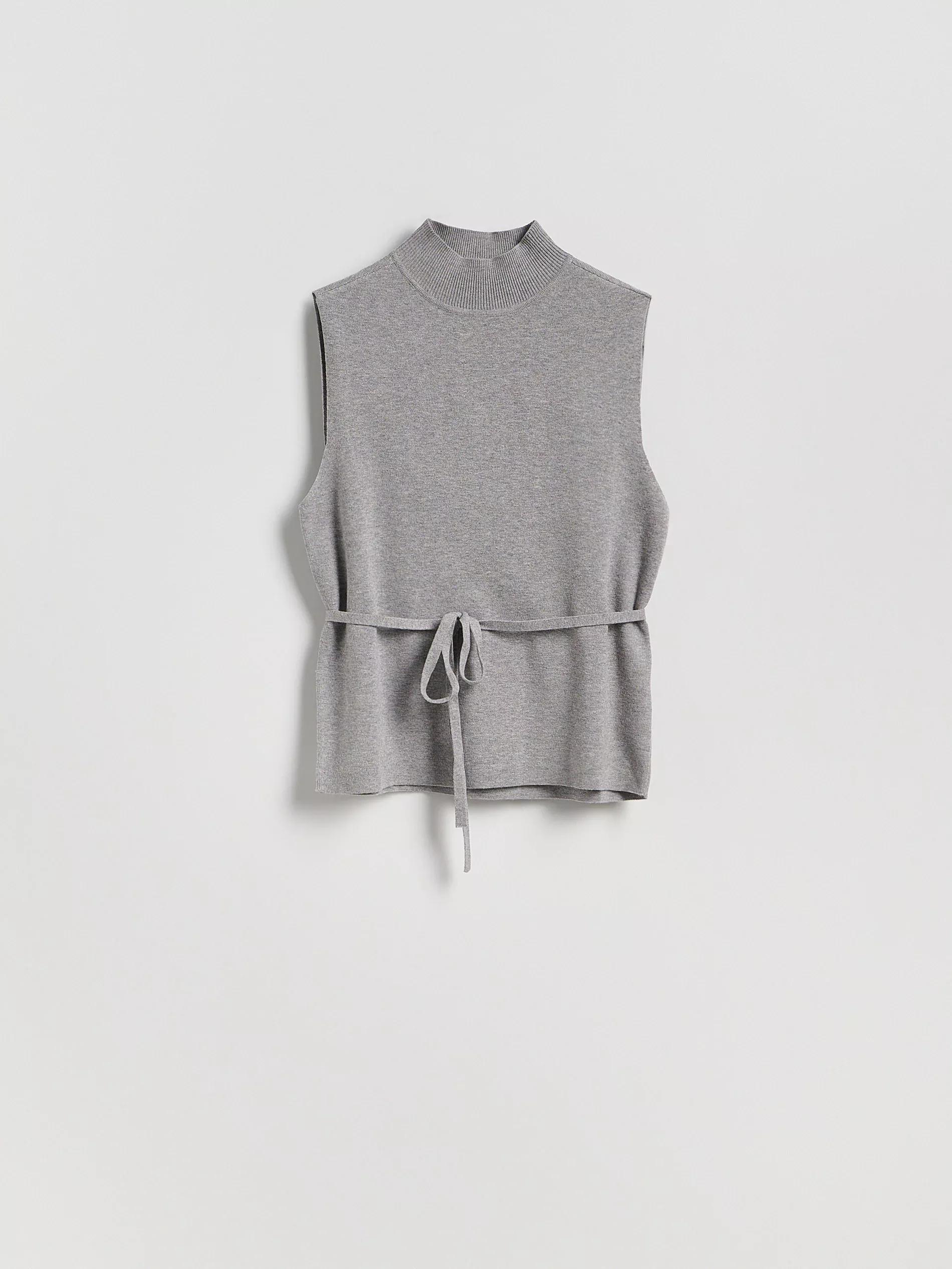 Grey Jersey Top With Tie Detail, Light grey, large image number 4