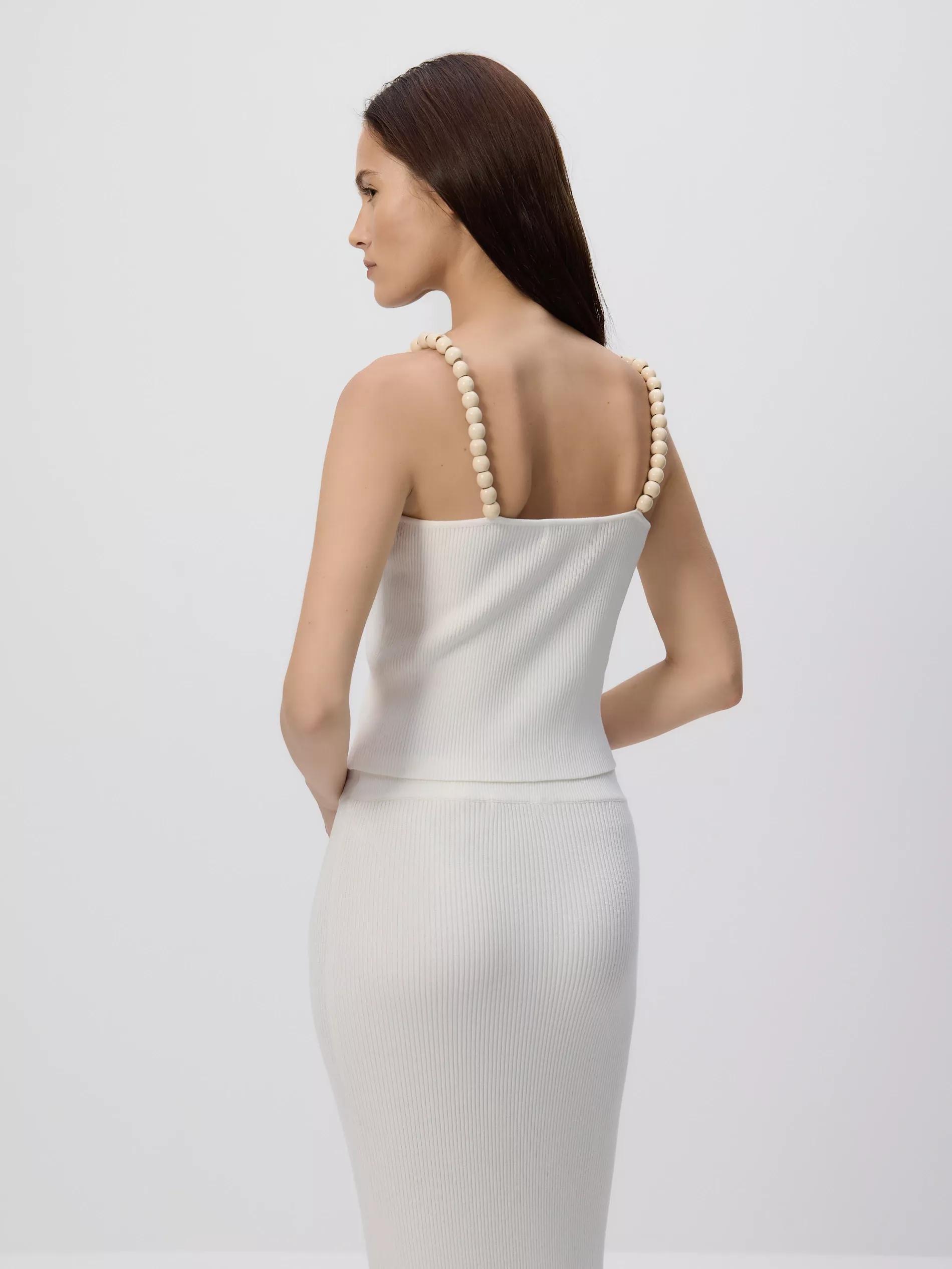 Cream Top With Ornamental Straps, Ivory, large image number 3