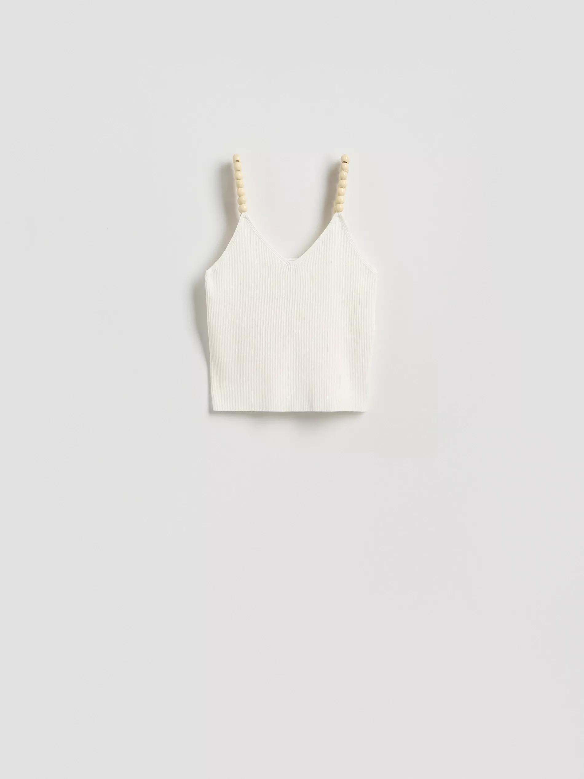 Cream Top With Ornamental Straps, Ivory, large image number 4