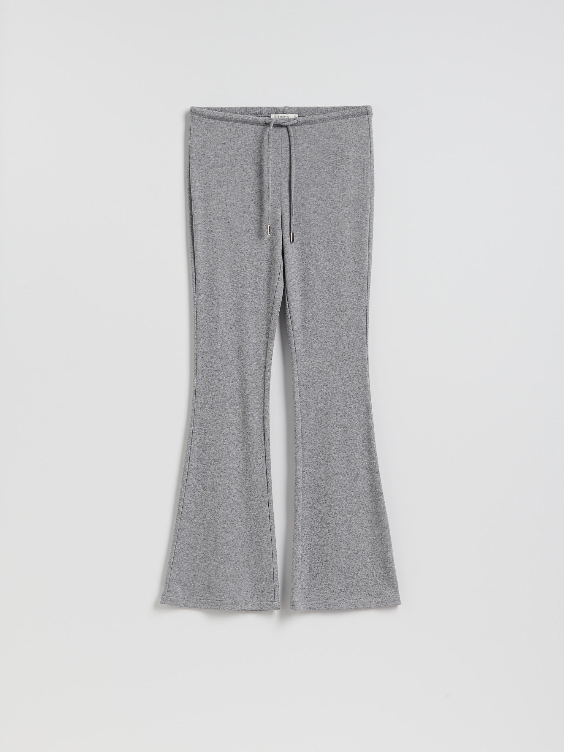 Grey Viscose Blend Flare Trousers, Grey, large image number 3