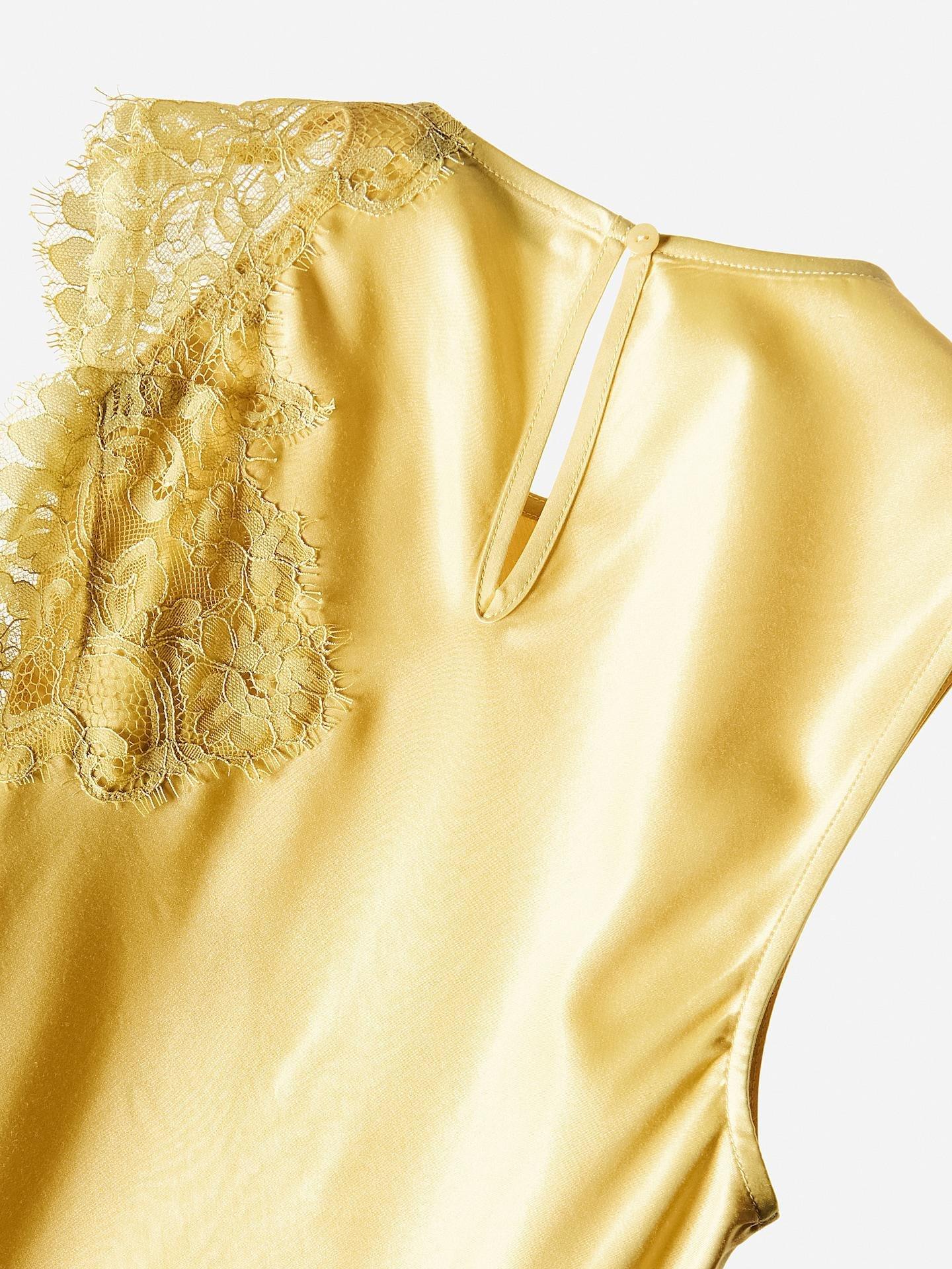 Yellow Asymmetric Blouse With Lace, Yellow, large image number 6