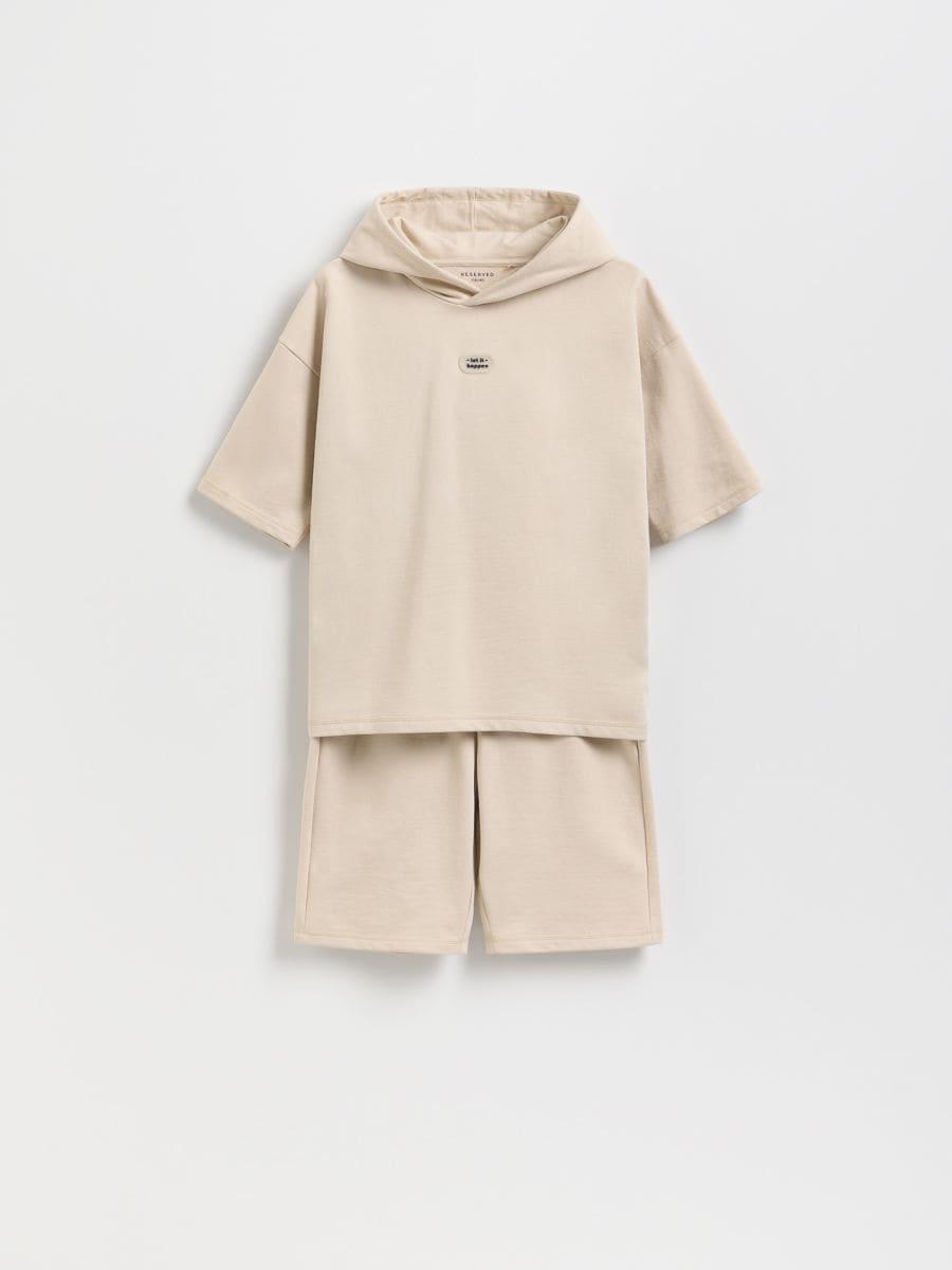 Beige Jogging Top & Shorts, Kids Boy, , large image number 1