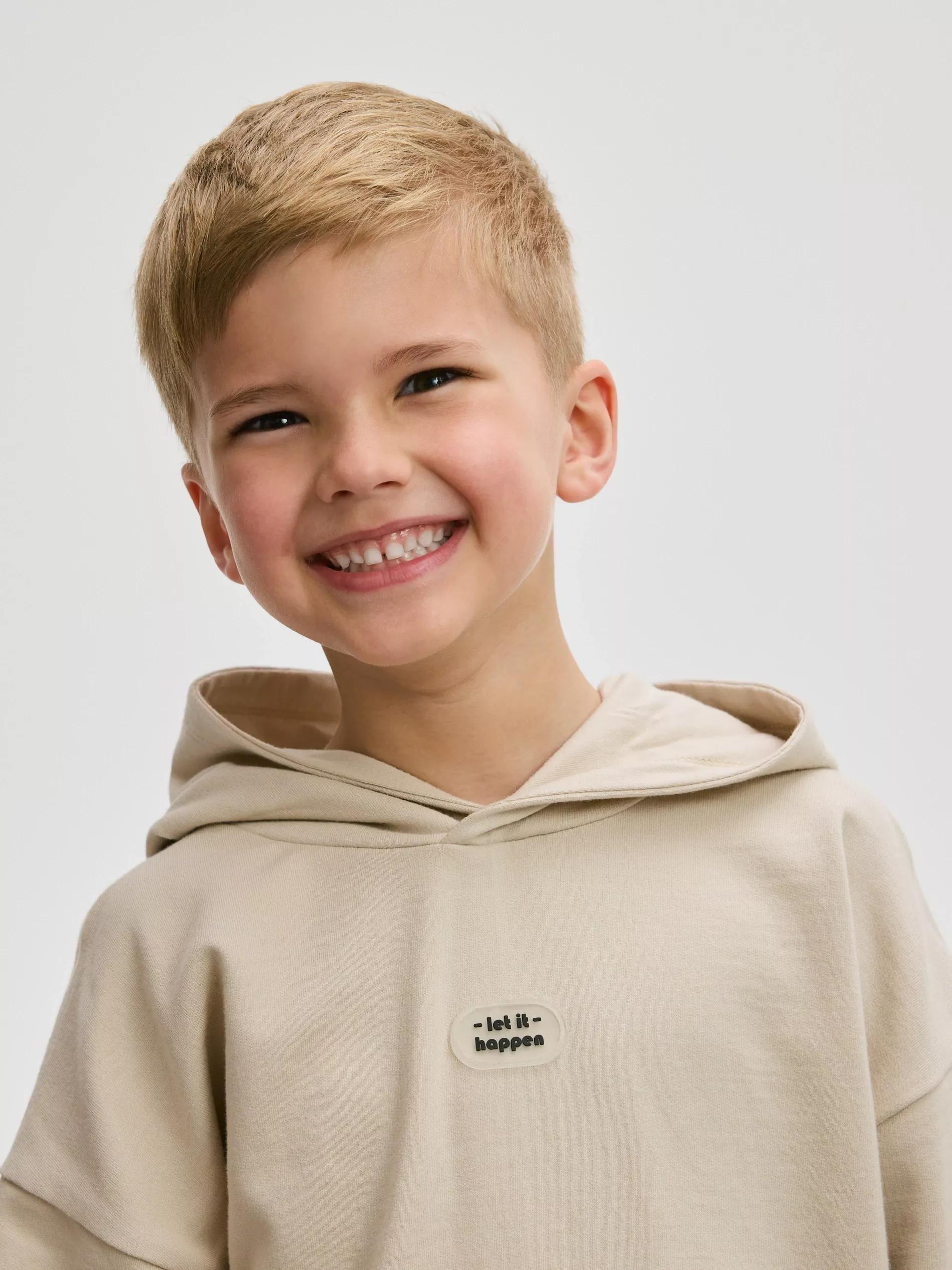 طقم جوجينج بيج (سويت شيرت + شورت) أولاد, Beige, large image number 3