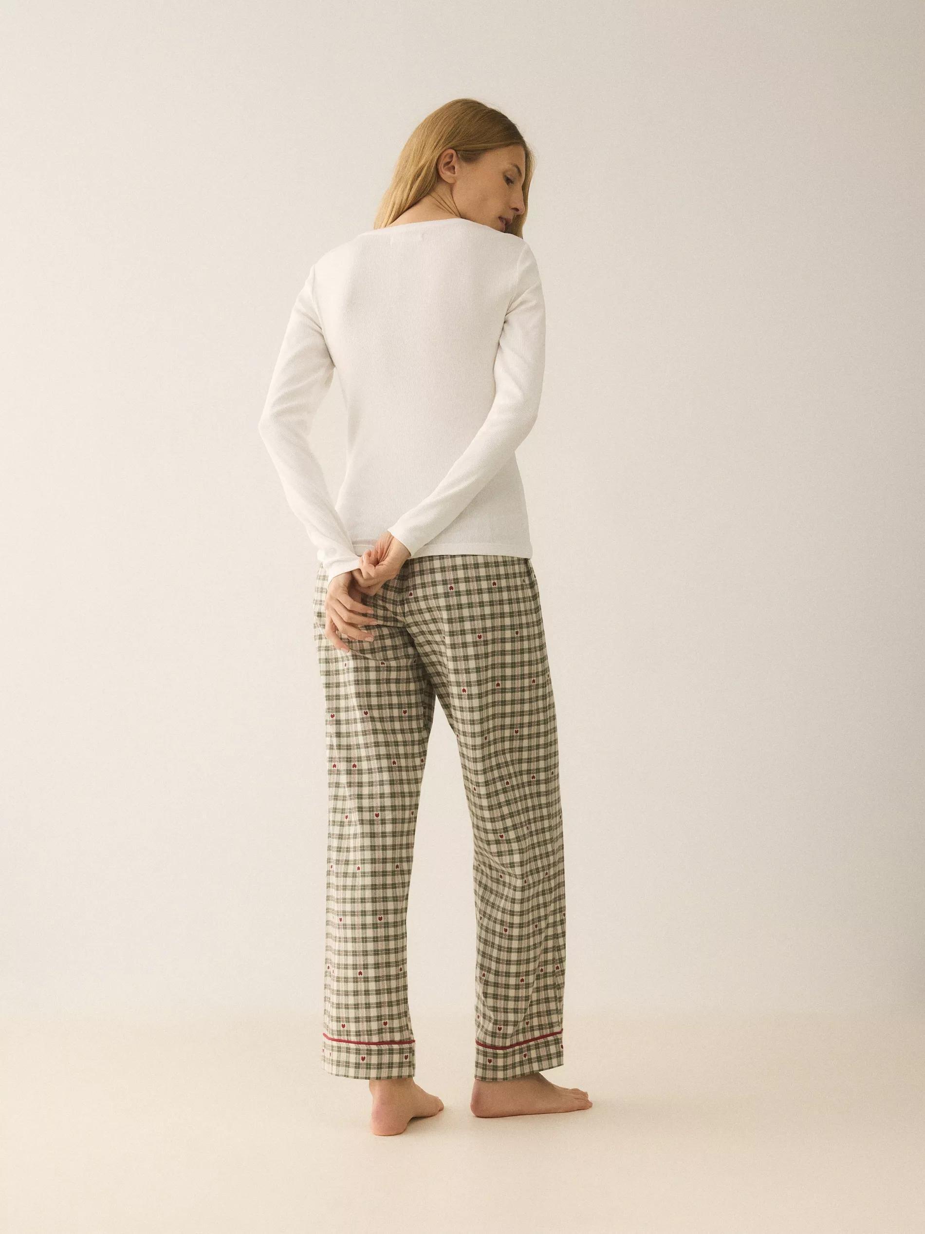 Green Two Piece Cotton Pyjama Set, Green, large image number 3