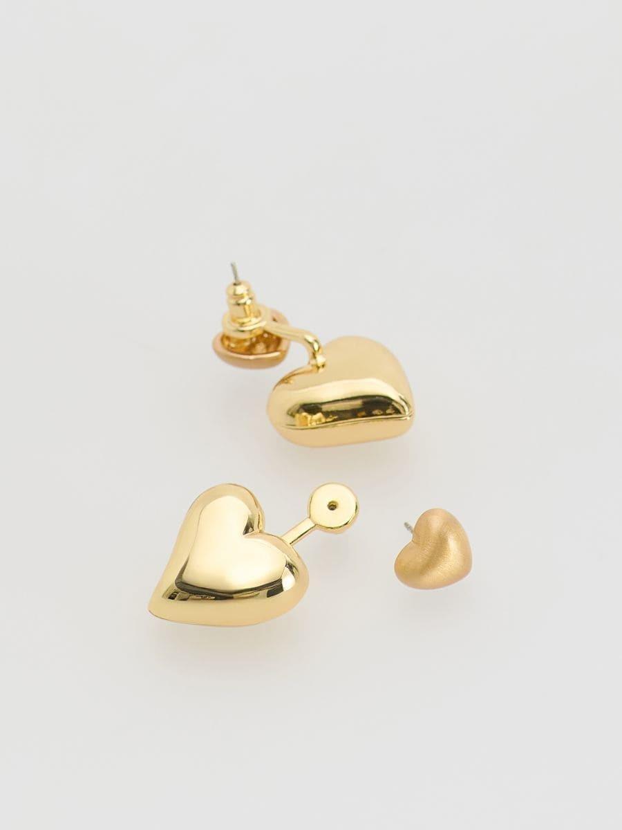 Gold Heart Earrings, Golden, medium