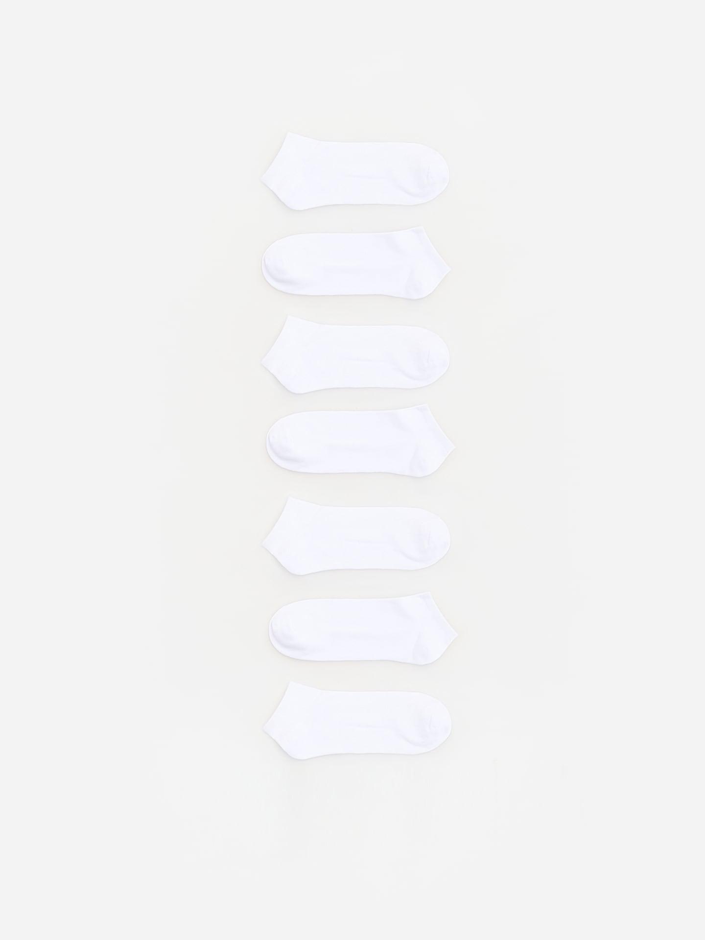 White 7 Pack Short Socks, White, large image number 0