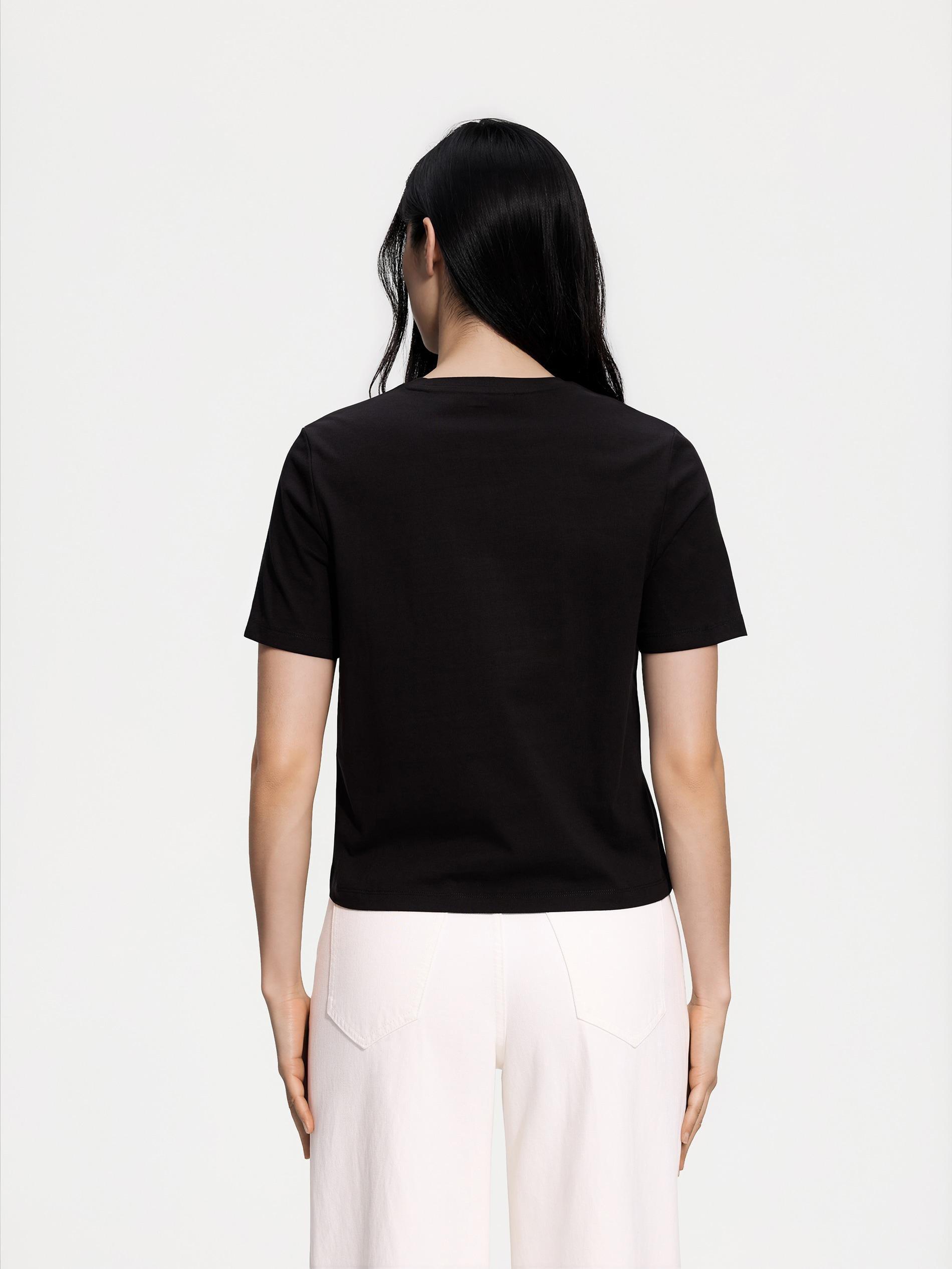 Black T-Shirt With Decorative Pocket, Black, large image number 3