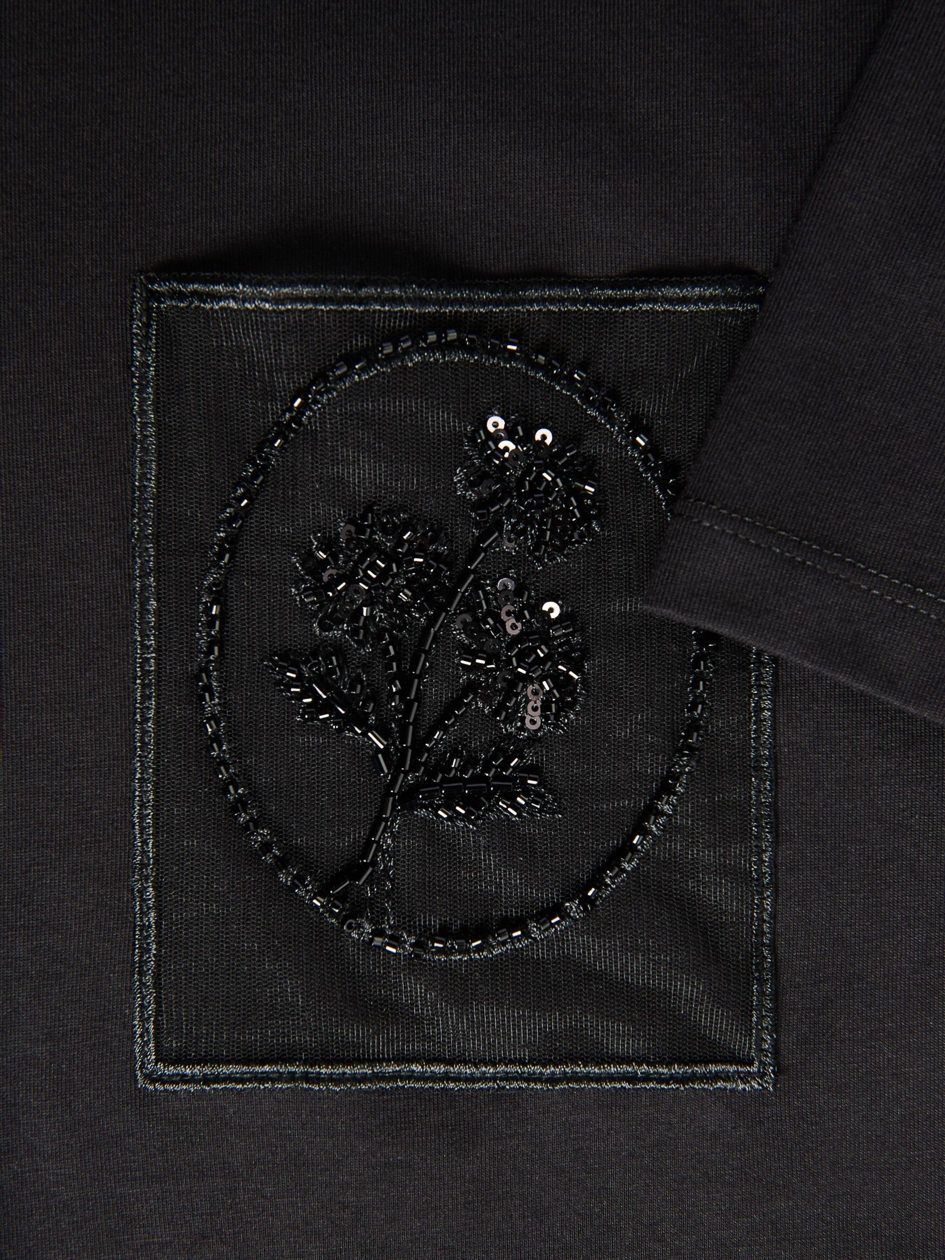 Black T-Shirt With Decorative Pocket, Black, large image number 5