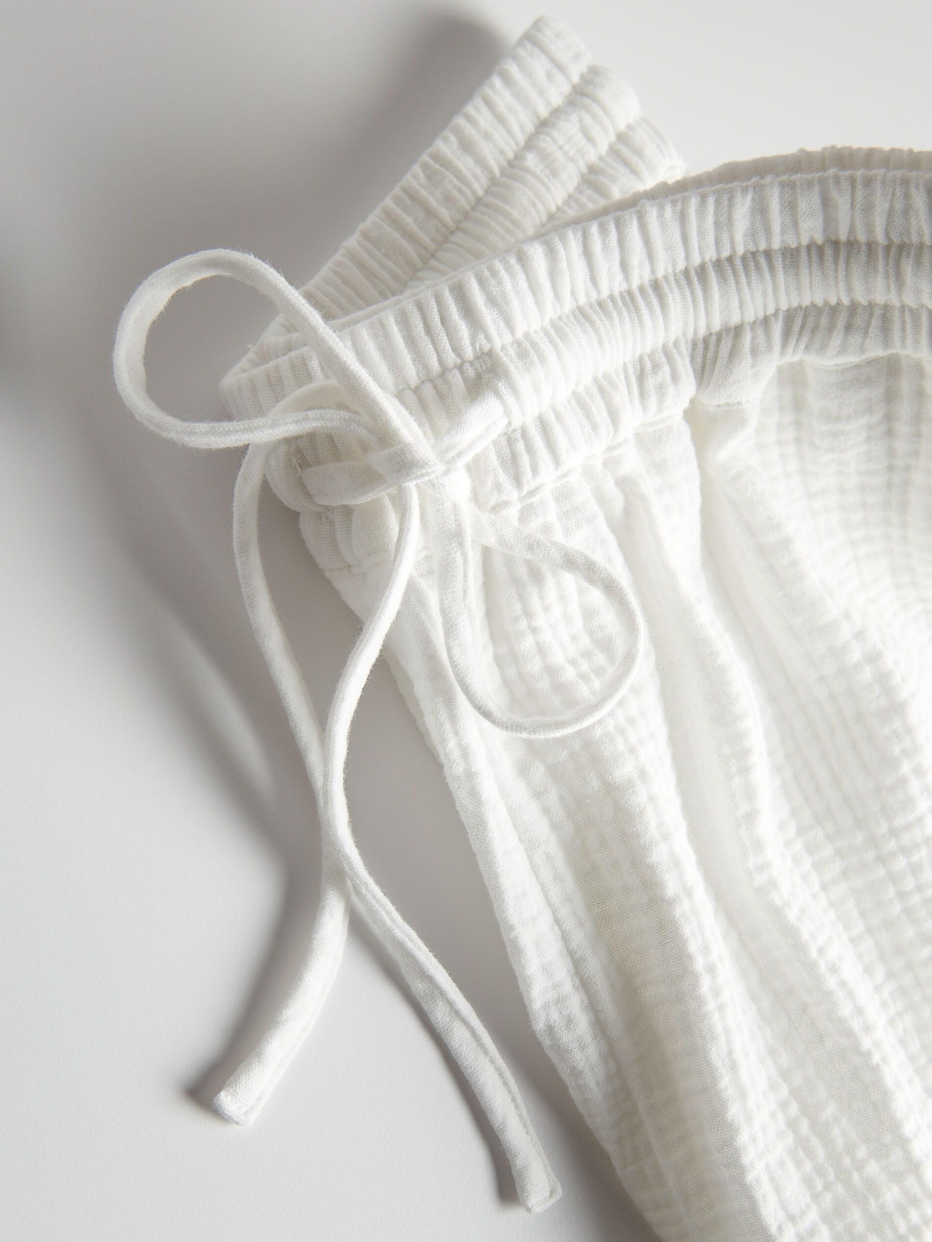 White Relaxed Cotton Shorts, , large image number 8